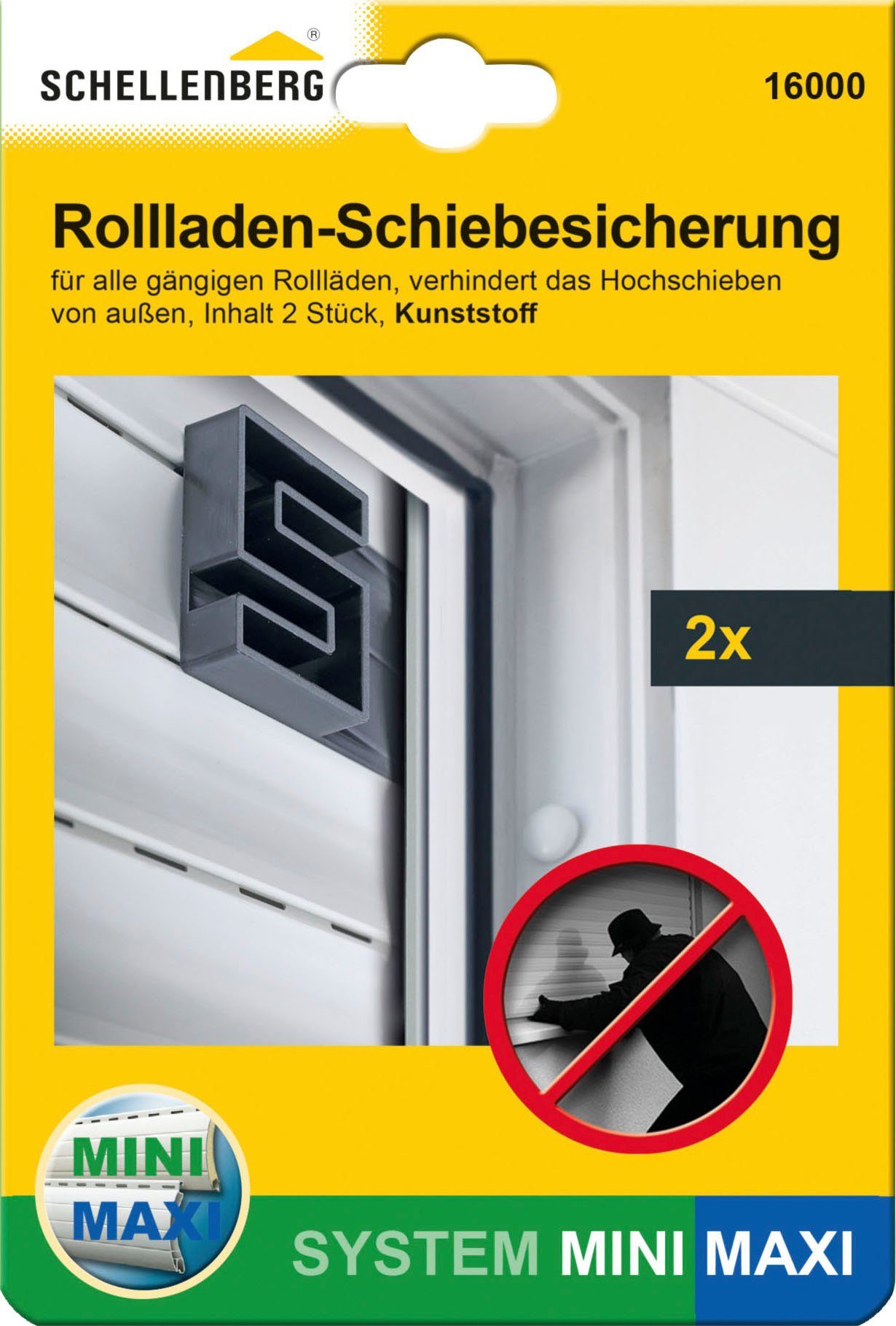 SCHELLENBERG Rollladensicherung gegen Hochschieben des Rollladens, System Mini und Maxi (Set, 2-tlg), Rollladen-Schiebesicherung, einbruchshemmend