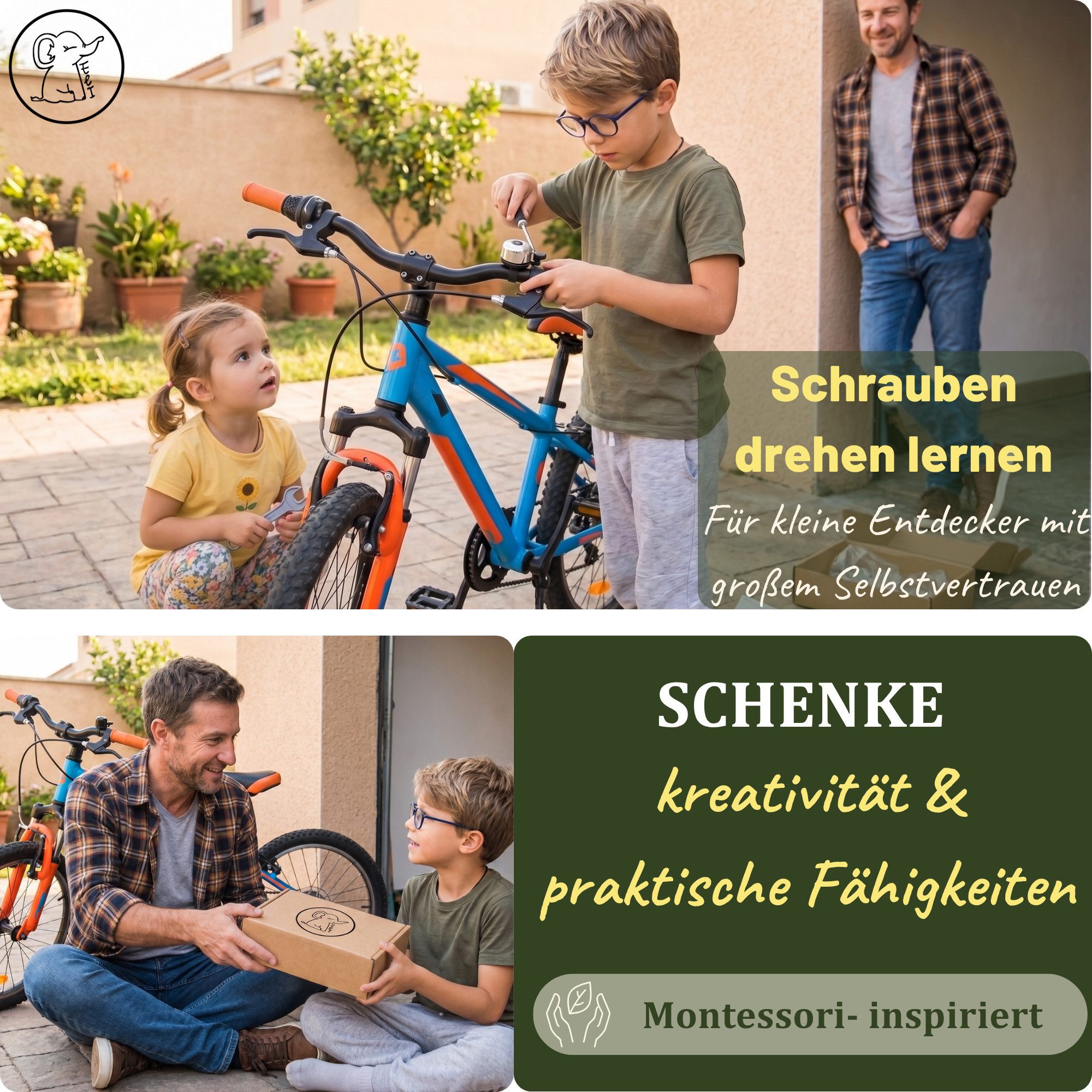 Eli Schraubendreher für Kinder ab 4 Jahre echtes Werkzeug Set zum werkeln – reparieren, Schraubenzieher für alle Baumeister und Bauarbeiter - Geschenkidee