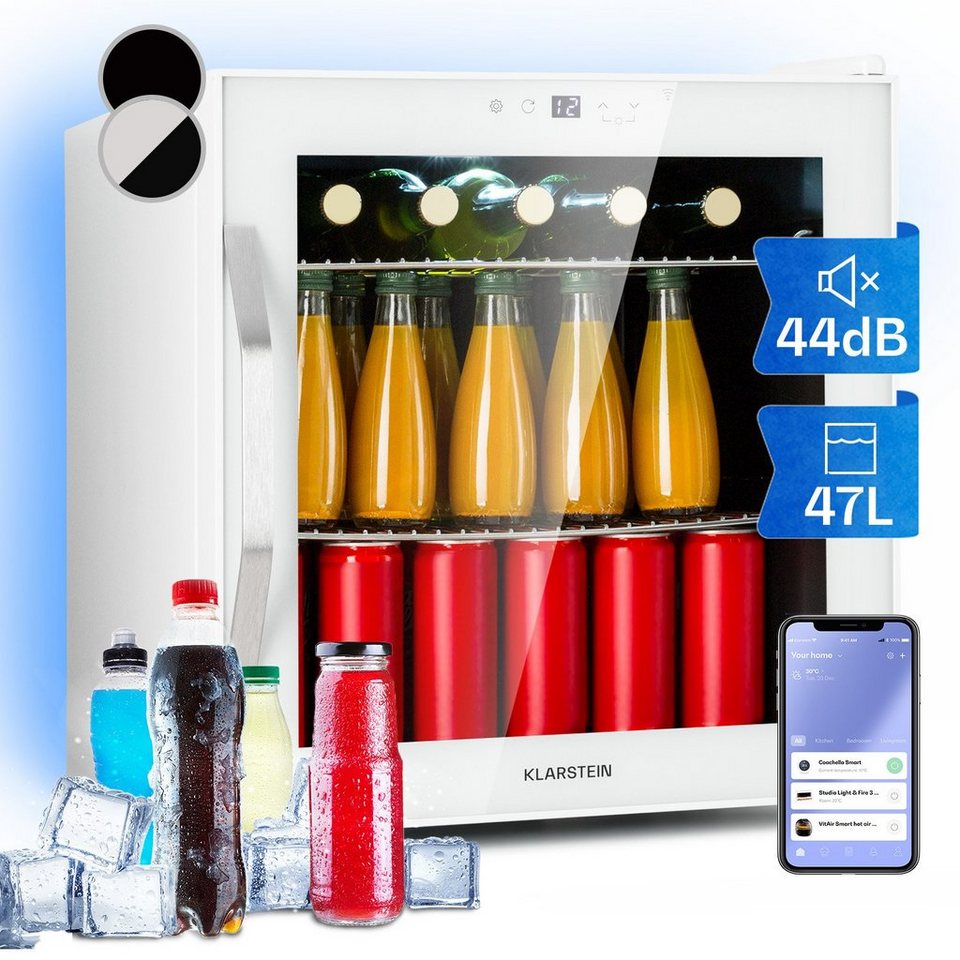 Klarstein Getränkekühlschrank HEA-Coachella 50-wh 10045041, 51 cm hoch,  47.5 cm breit, Bierkühlschrank Getränkekühlschrank Flaschenkühlschrank mit  Glastür