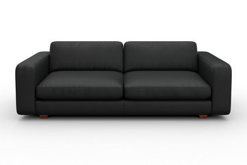 machalke® 3-Sitzer valentino, mit breiten Armlehnen, Füße Walnuss, Breite 221 cm