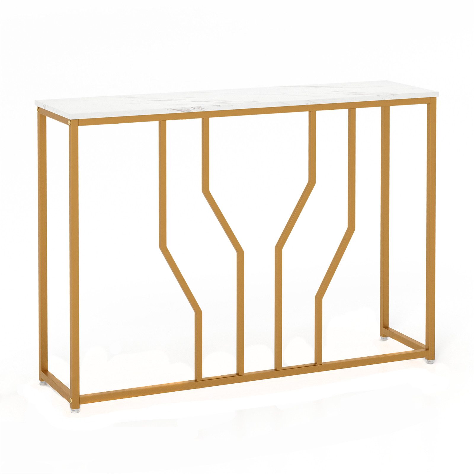 COSTWAY Konsolentisch, schmal Marmor, geometrisches Metallrahmen, 110cm, Go günstig online kaufen