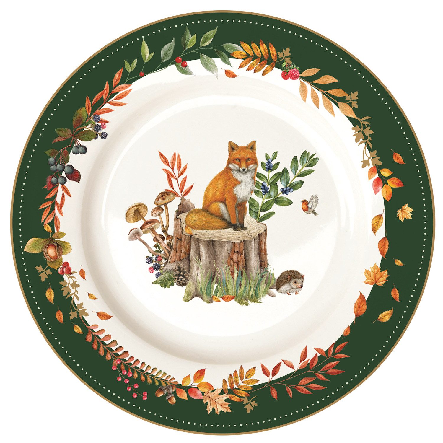 EasyLife Тарелка для торта Forest Dream, Spülmaschinengeeignet, Mehrfarbig, Motiv: Fuchs