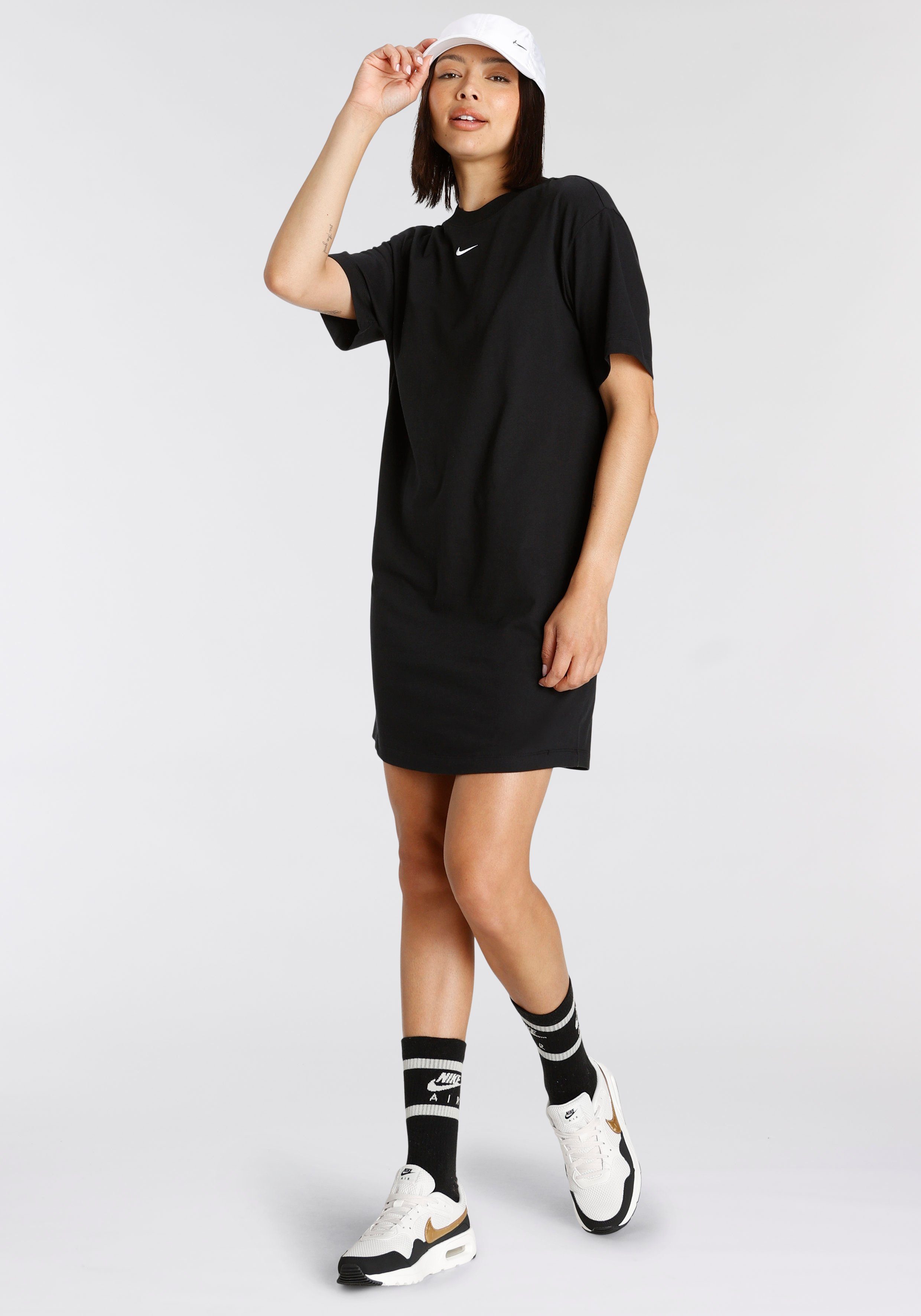 SHORT-SLEEVE Sommerkleid ESSENTIAL WOMEN'S Nike Sportswear BLACK/WHITE DRESS