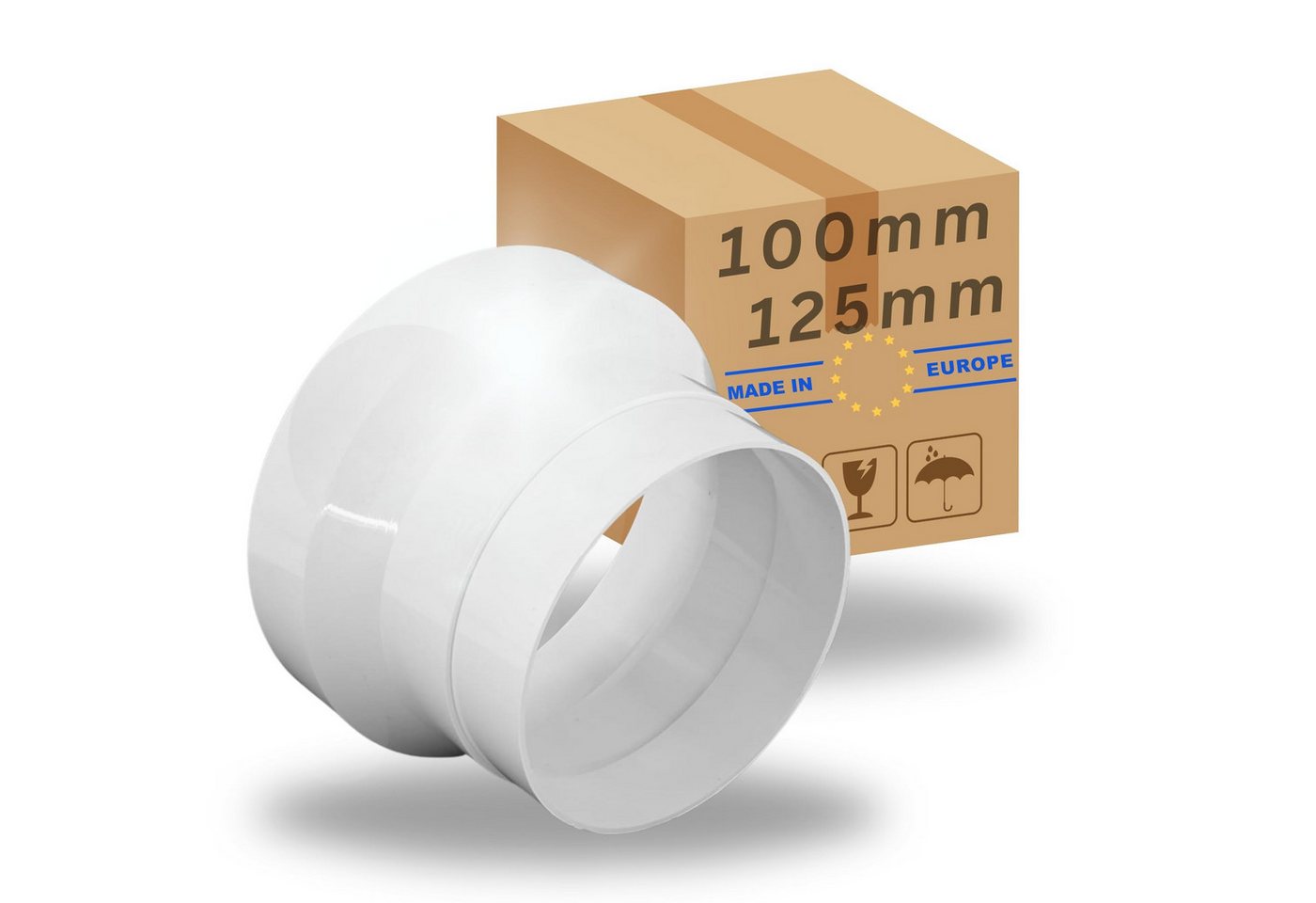 TronicXL Rohr-Reduzierstück Reduzierstück 125 auf 100 mm 100mm Reduzierung für Klimaanlage Abluft, (1-tlg), 100 mm