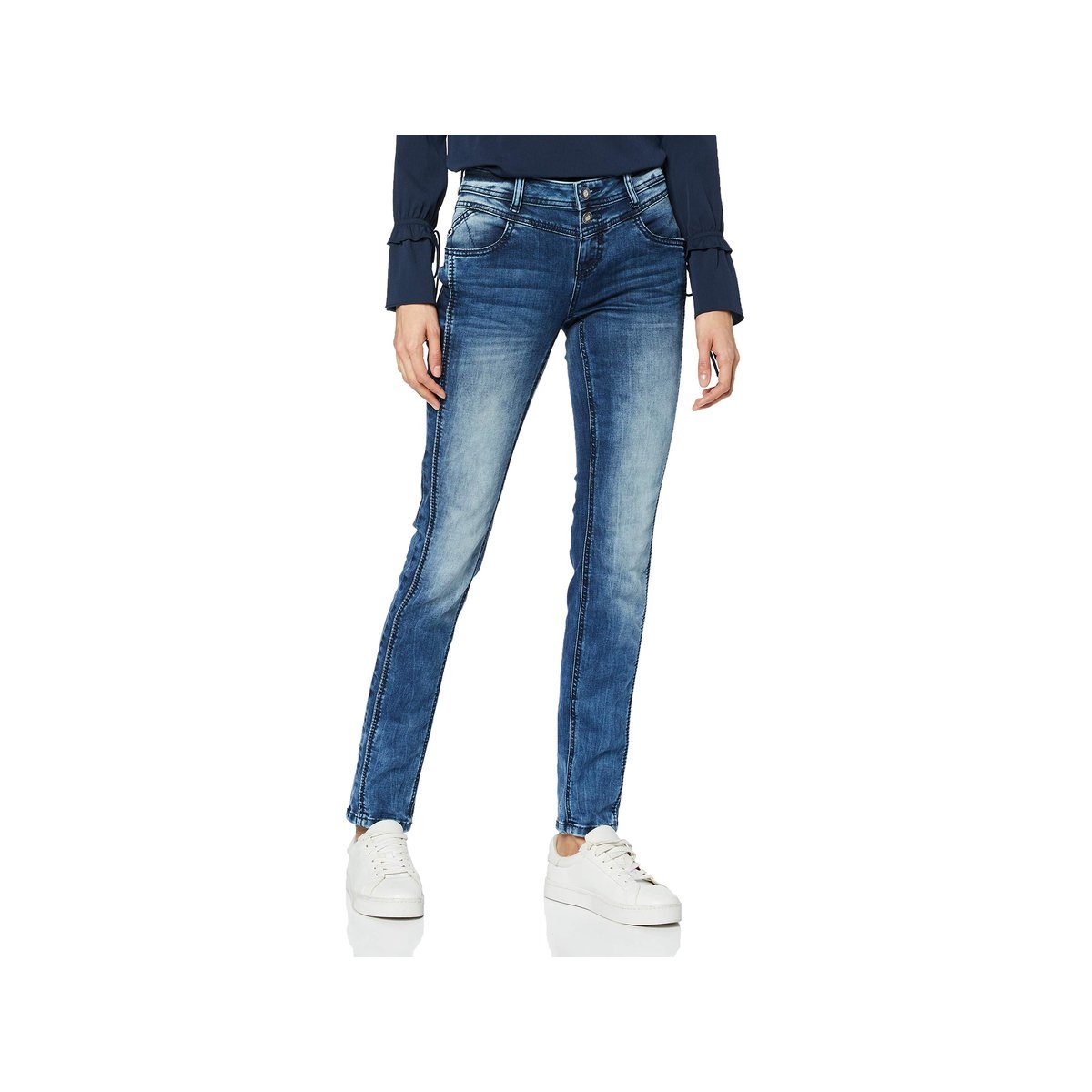 STREET ONE Skinny-fit-Jeans mittel-blau regular (1-tlg)