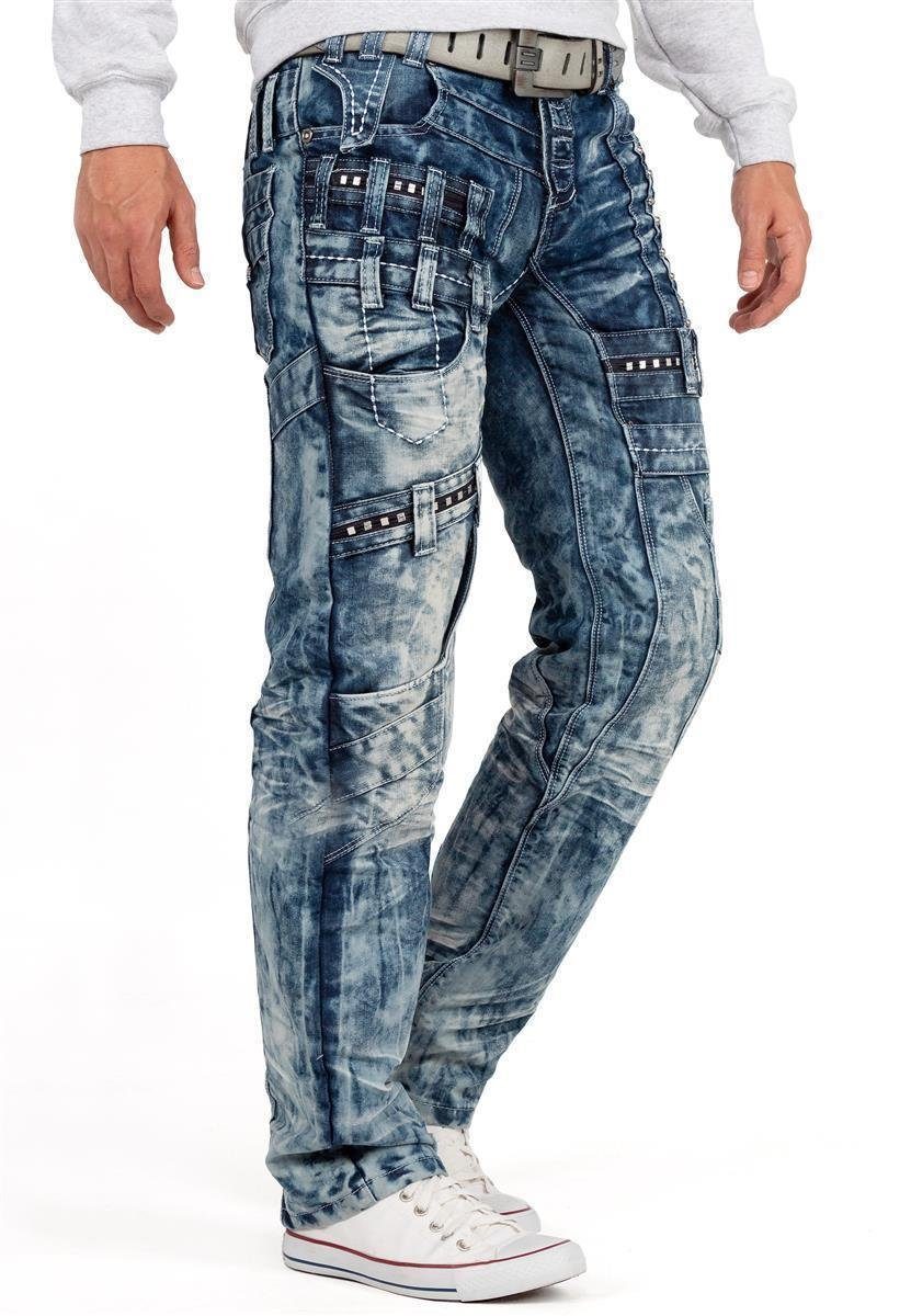 BA-KM8004 Kosmo 5-Pocket-Jeans Nieten blau Hose Ziernähten mit Auffällige Lupo Herren und