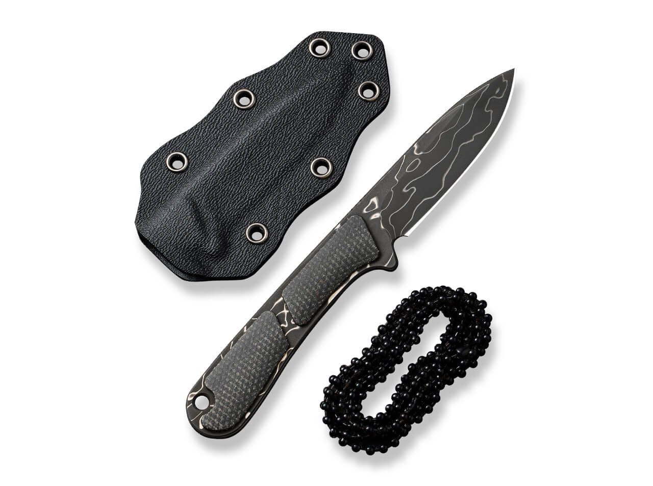CIVIVI Universalmesser CIVIVI Mini Elementum Fixed Micarta Dark Green Damascus mit Scheide, (1 St), Scheide inklusive, Damast-Klinge