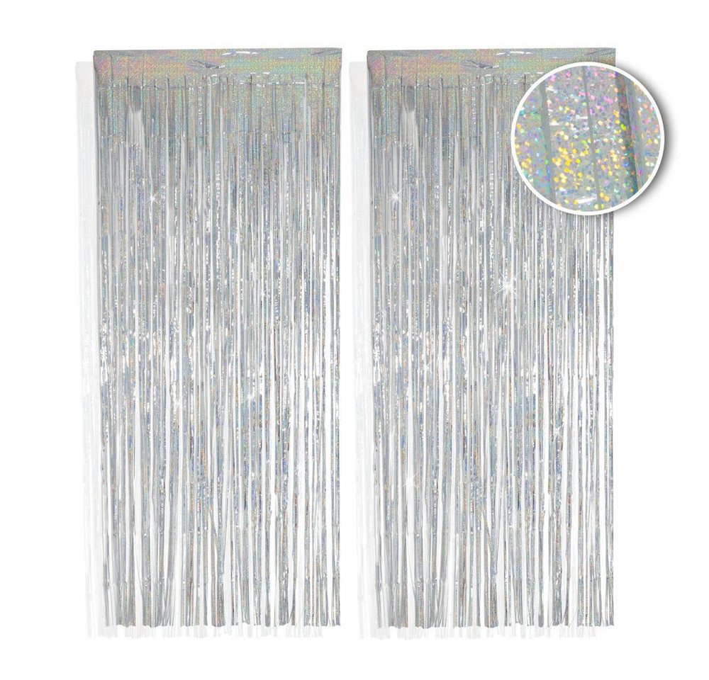 PHENO FLAGS Flagge 2 Stück Lametta Vorhang - Deko, Lametta Girlande für Ihre Party, Funkelnden Metallic-Look