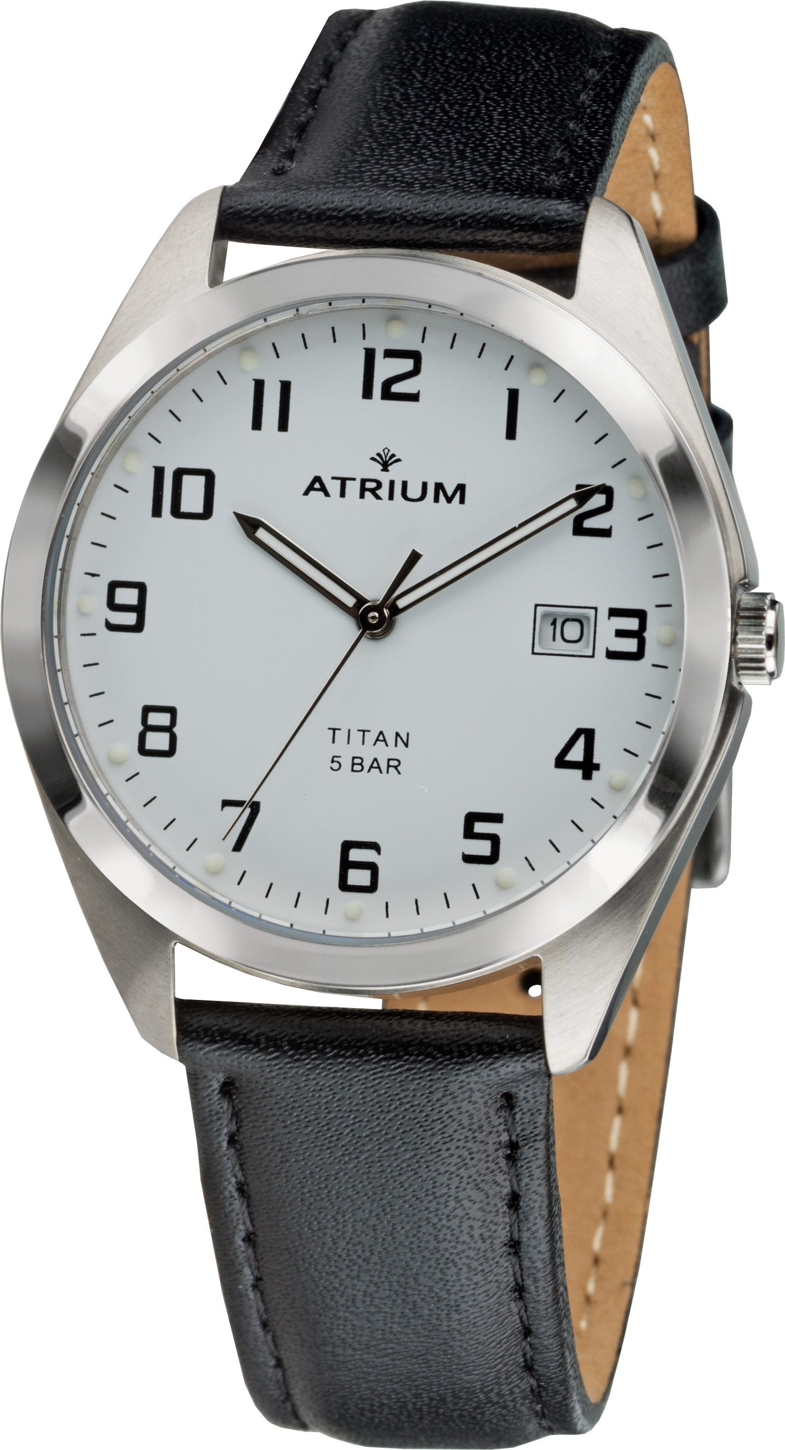 Atrium Quarzuhr A14-10, Armbanduhr, Damenuhr, Herrenuhr, Lederarmband, analog