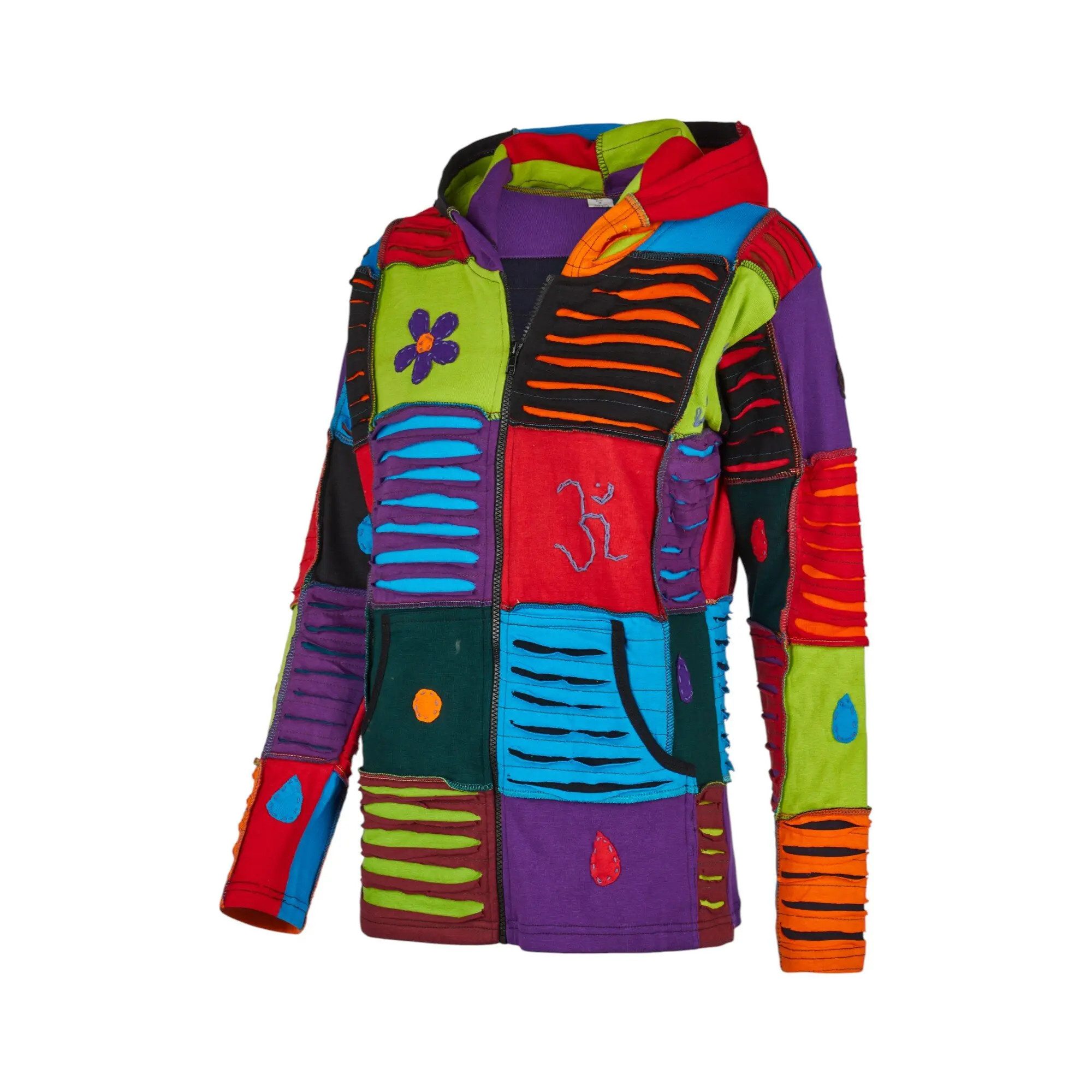 Mein Style Sweatjacke Baumwoll Patch Jacke bunt (1 Stück, 1-tlg., 1 Stück) kann als Jacke oder Pullover getragen werden – Bild 2 von 5