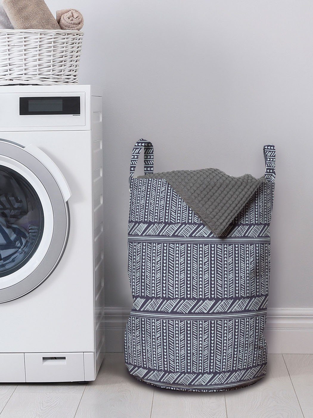Abakuhaus Wäschesäckchen Wäschekorb mit Griffen für Serien Waschsalons, Mini Triangel Kordelzugverschluss und Stammes