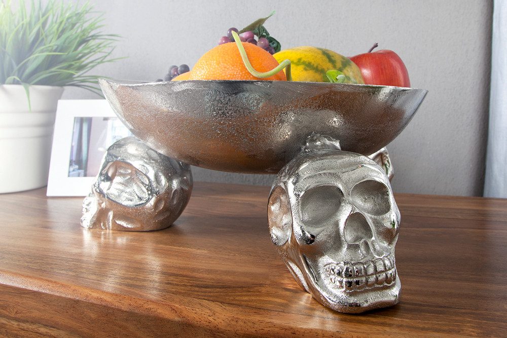 riess-ambiente Dekoschale SKULL 35cm silber (Einzelartikel, 1 St), Metall · rund · Totenkopf · Modern Design