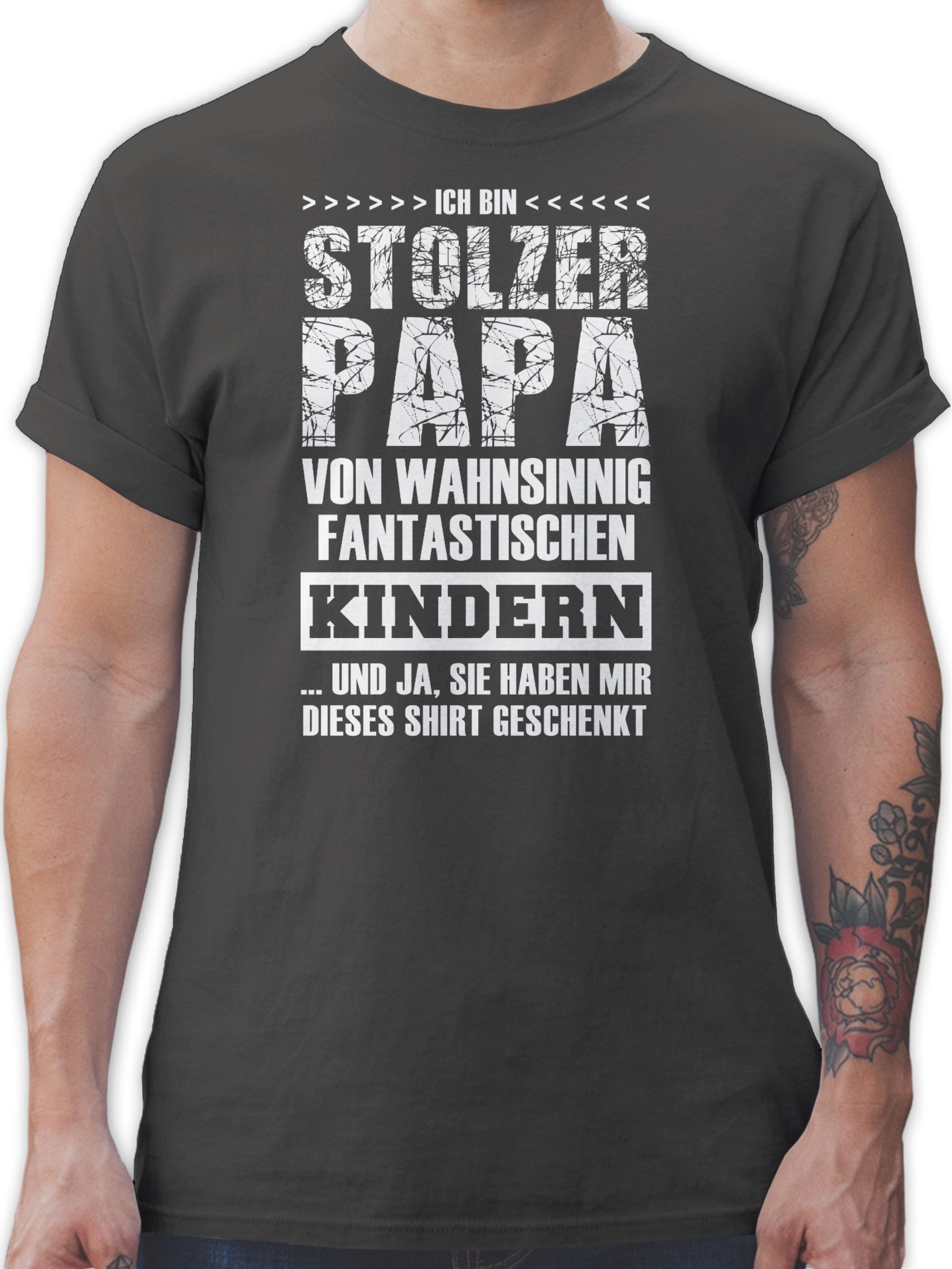 Shirtracer T-Shirt Stolzer Papa Fantastische Kinder Vatertag Geschenk für Papa 03 Dunkelgrau