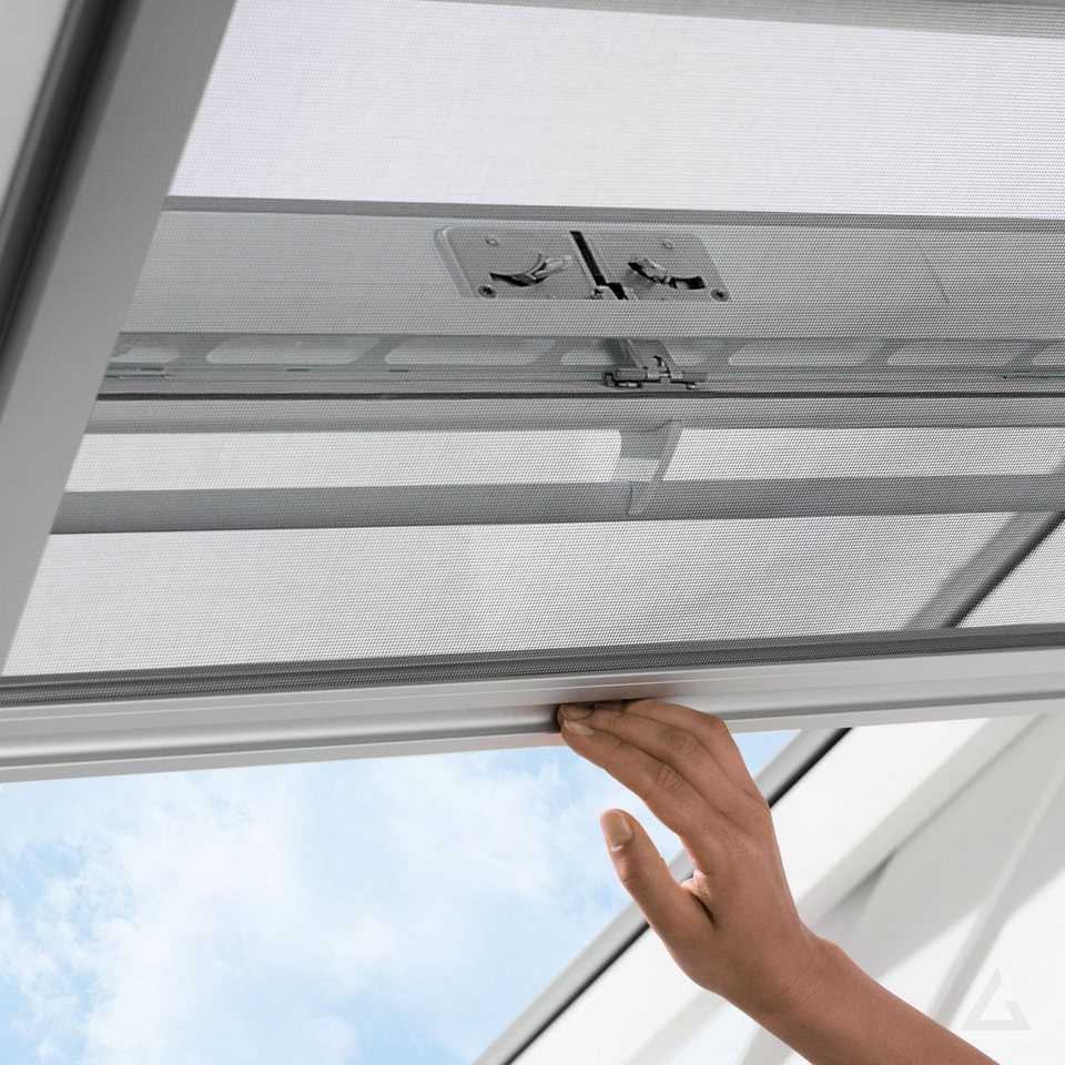 Insektenschutzrollo Insektenschutz-Rollo ZIL weiße Schienen, VELUX,  transparent, verschraubt | Dachfensterrollos