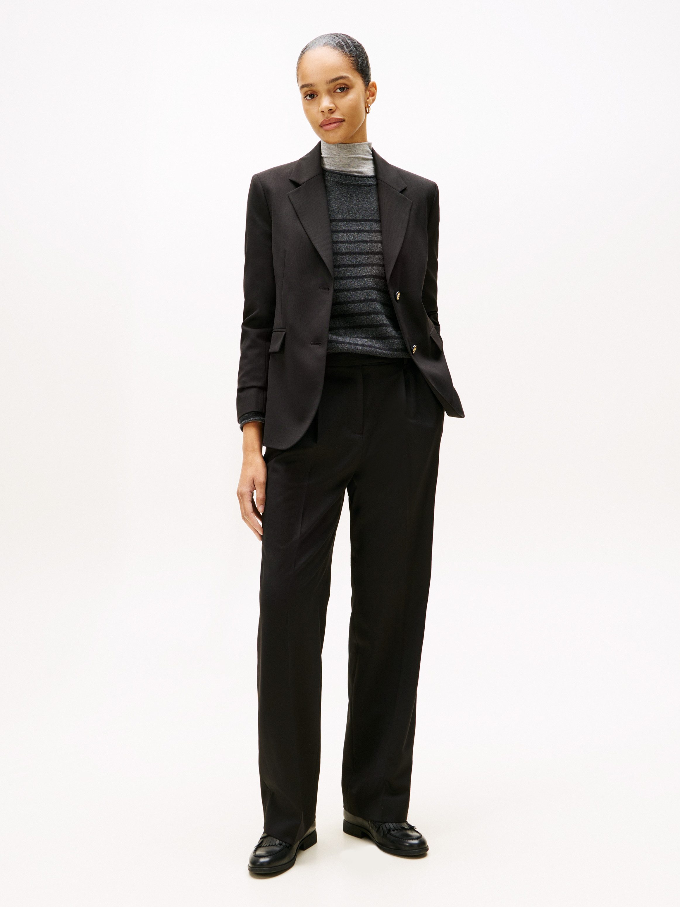Tommy Hilfiger Longblazer TIMELESS WOOL REG STRT SB BLAZER mit Wolle