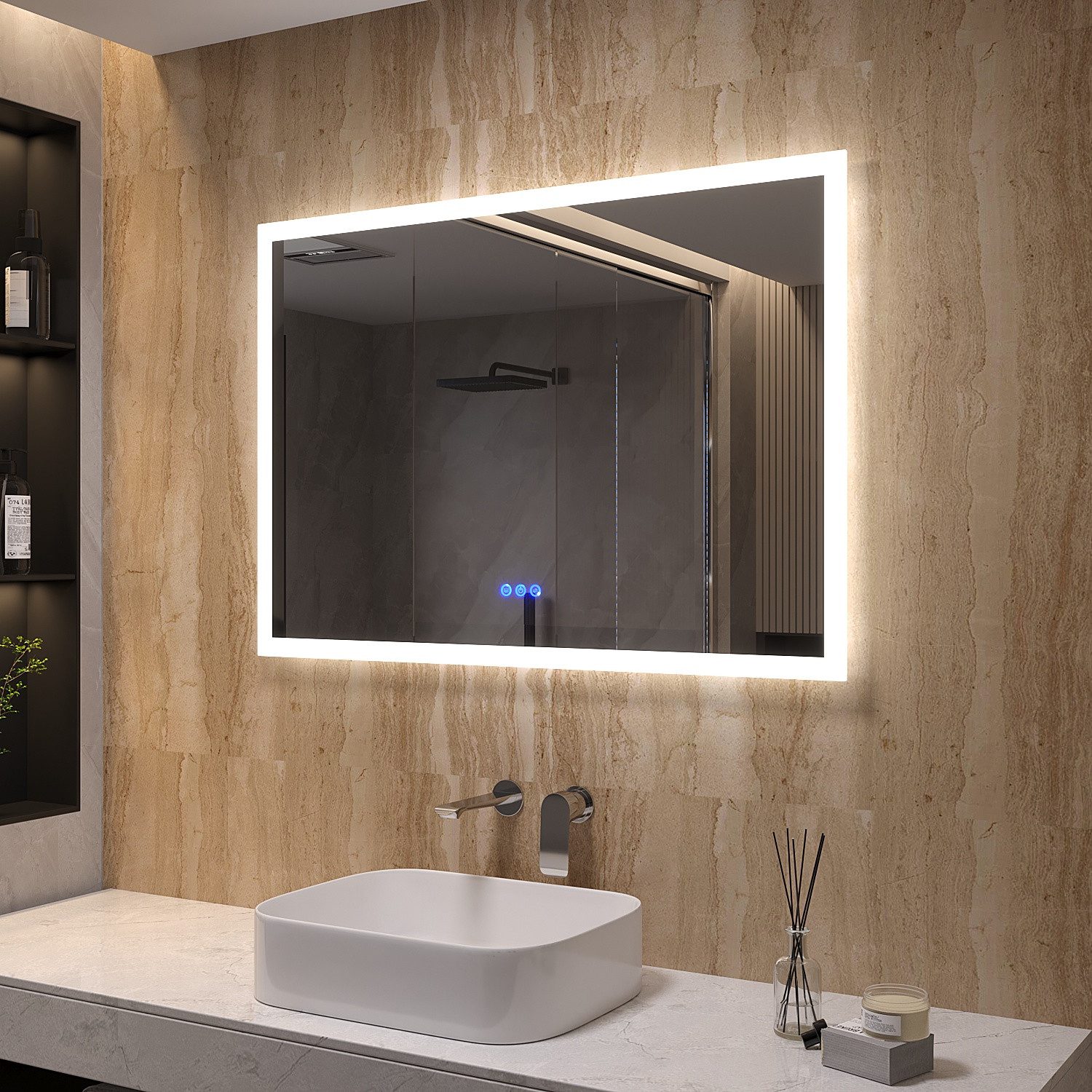 AQUABATOS LED-Lichtspiegel Badezimmer Spiegel Badspiegel Wandspiegel mit Be günstig online kaufen