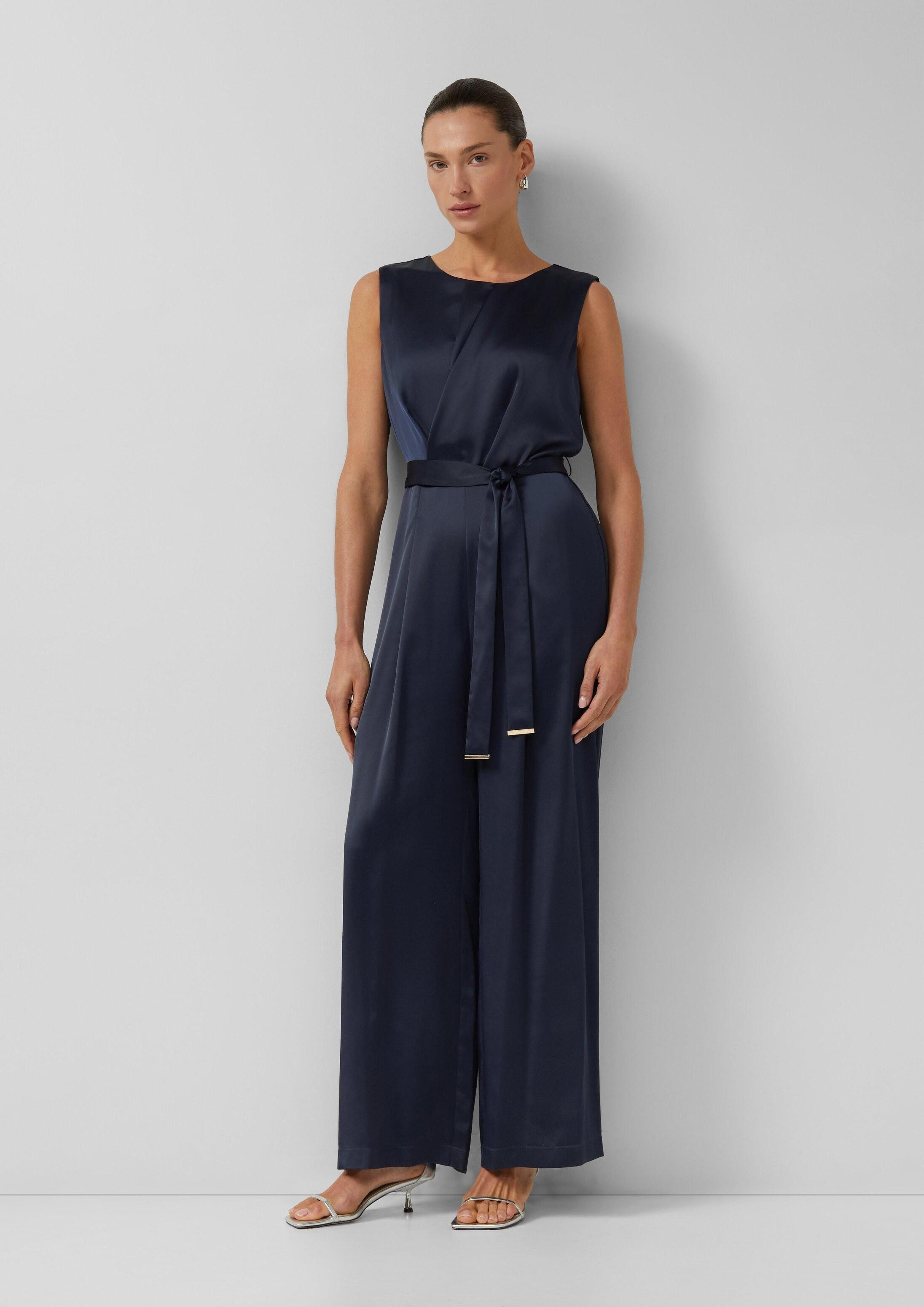 s.Oliver Jumpsuit Overall Satinierter Overall mit Bindegürtel