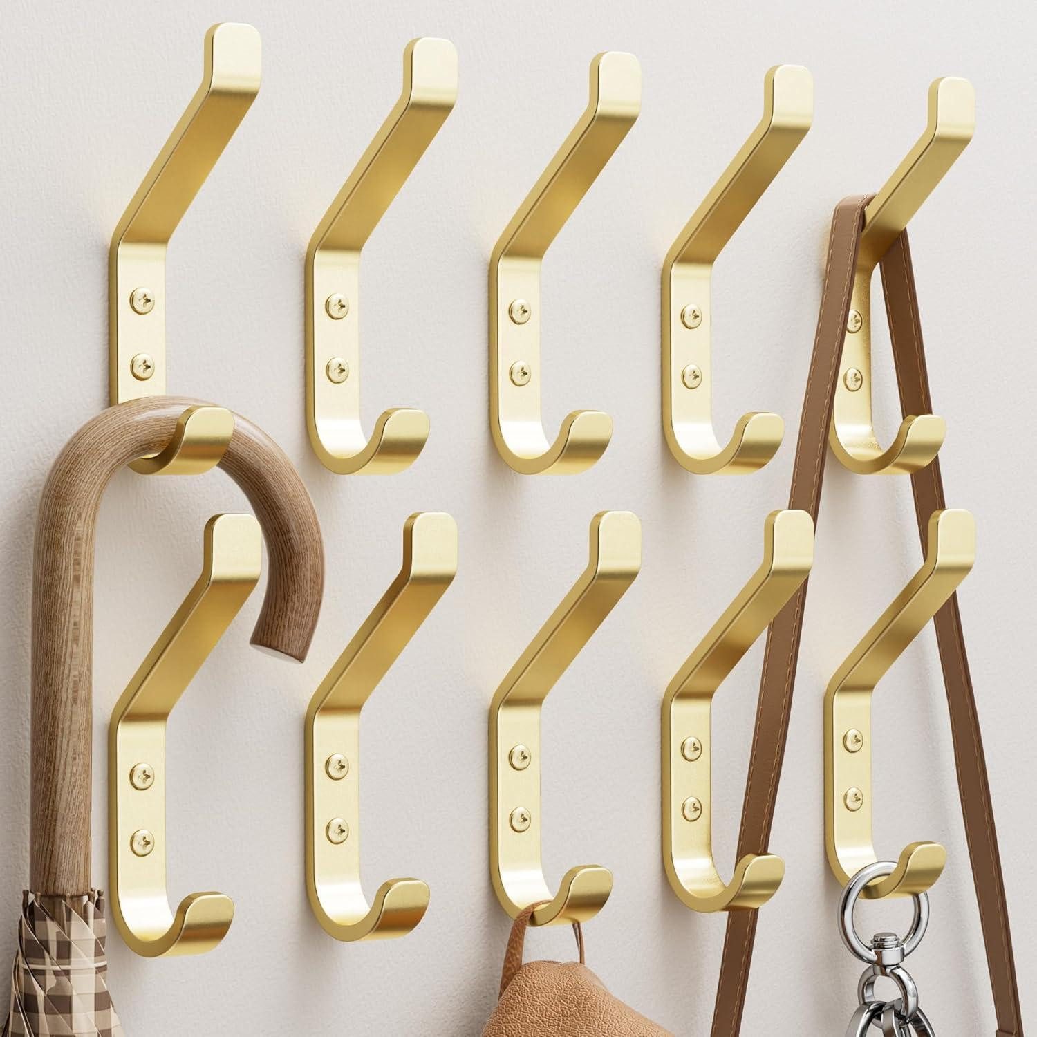 LuxusKollektion Wandhaken Garderobenhaken Wandhaken Metall 10er Pack 10cm Gold 10 Stück