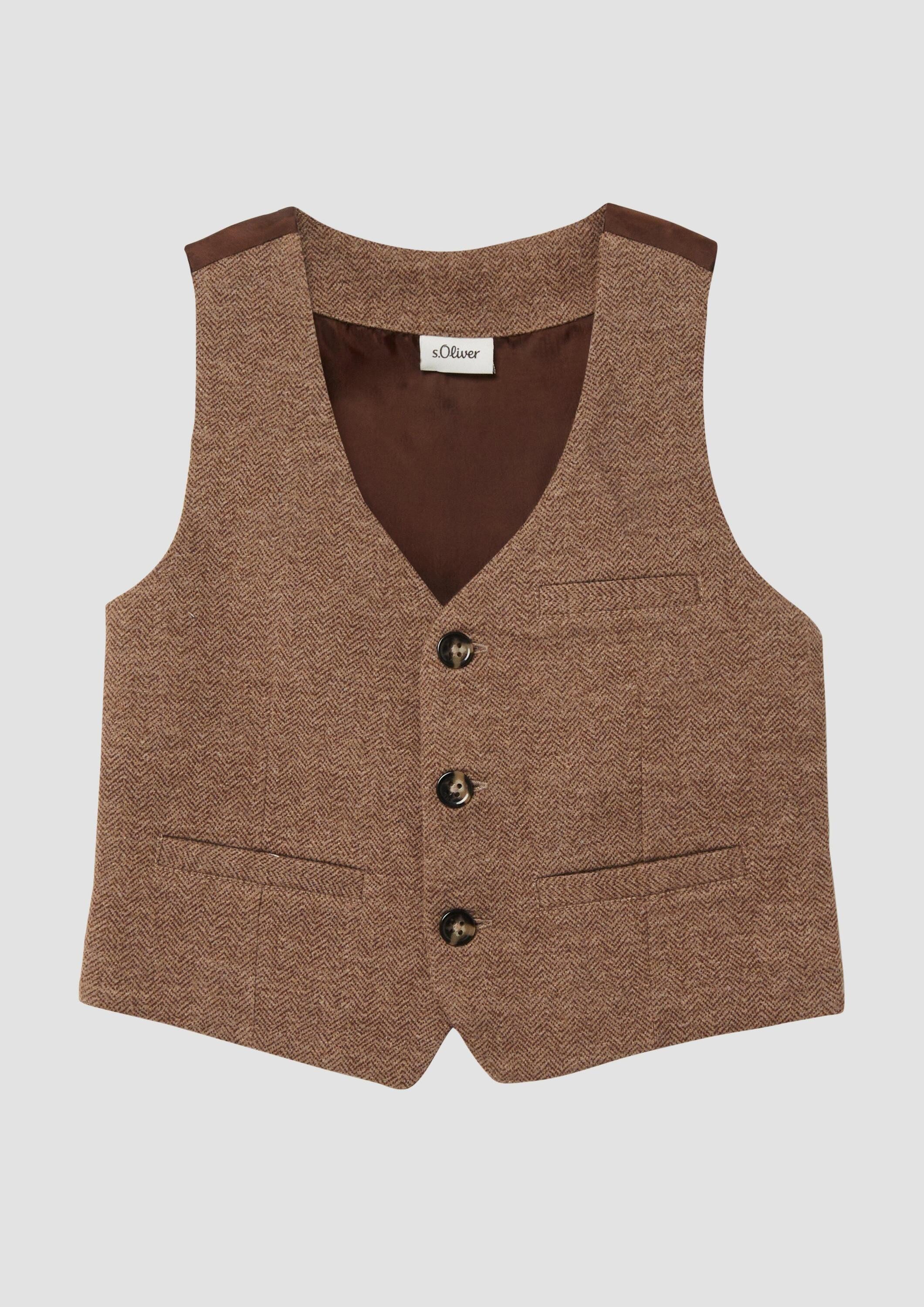 s.Oliver Jackenblazer Indoor-Weste Festliche Anzugsweste mit Herringbone-Muster