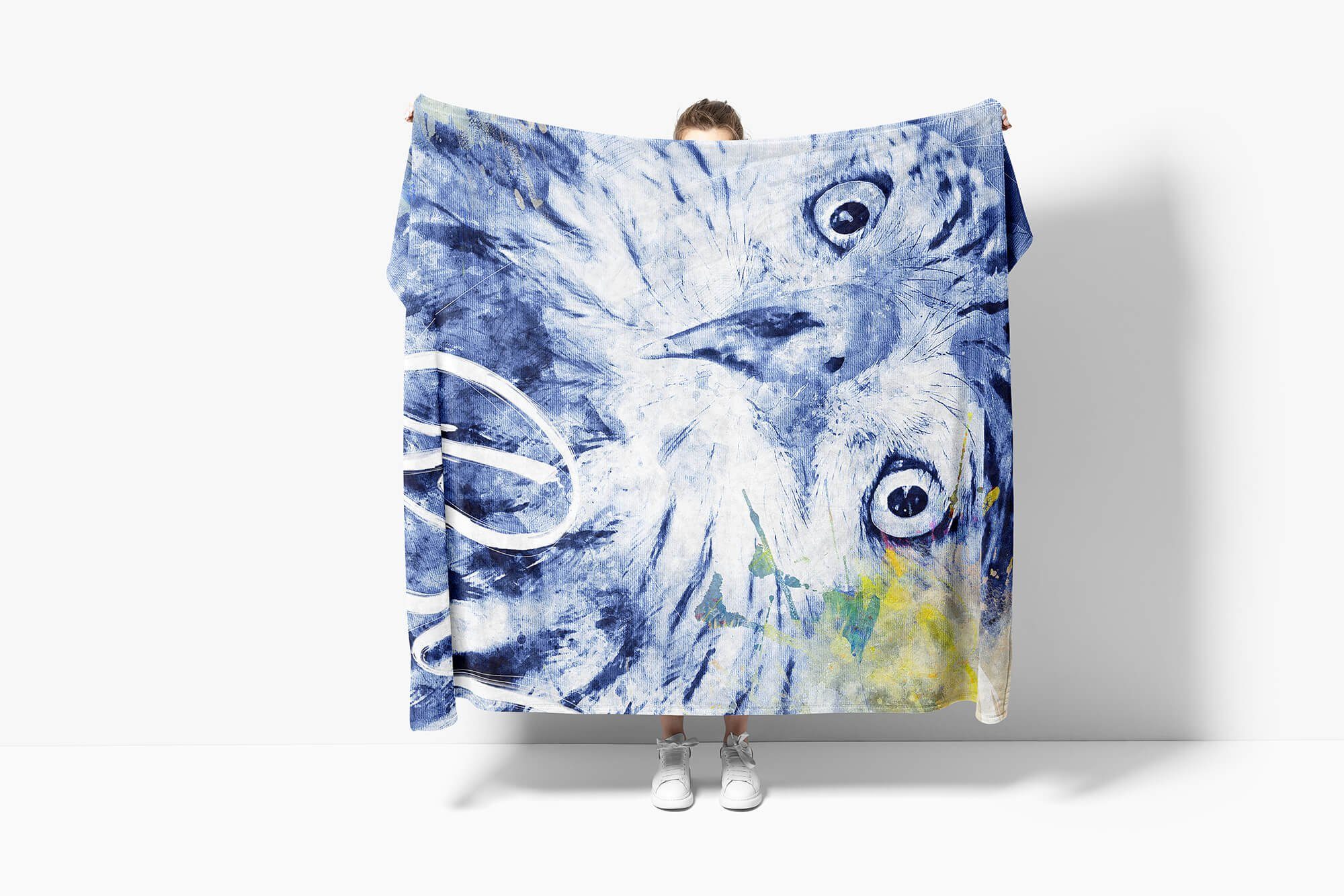Tier Eagle SplashArt Motiv, Saunatuch Handtuch Handtücher Kuscheldecke Kunstvoll (1-St), Serie Strandhandtuch Handtuch Art Sinus Baumwolle-Polyester-Mix
