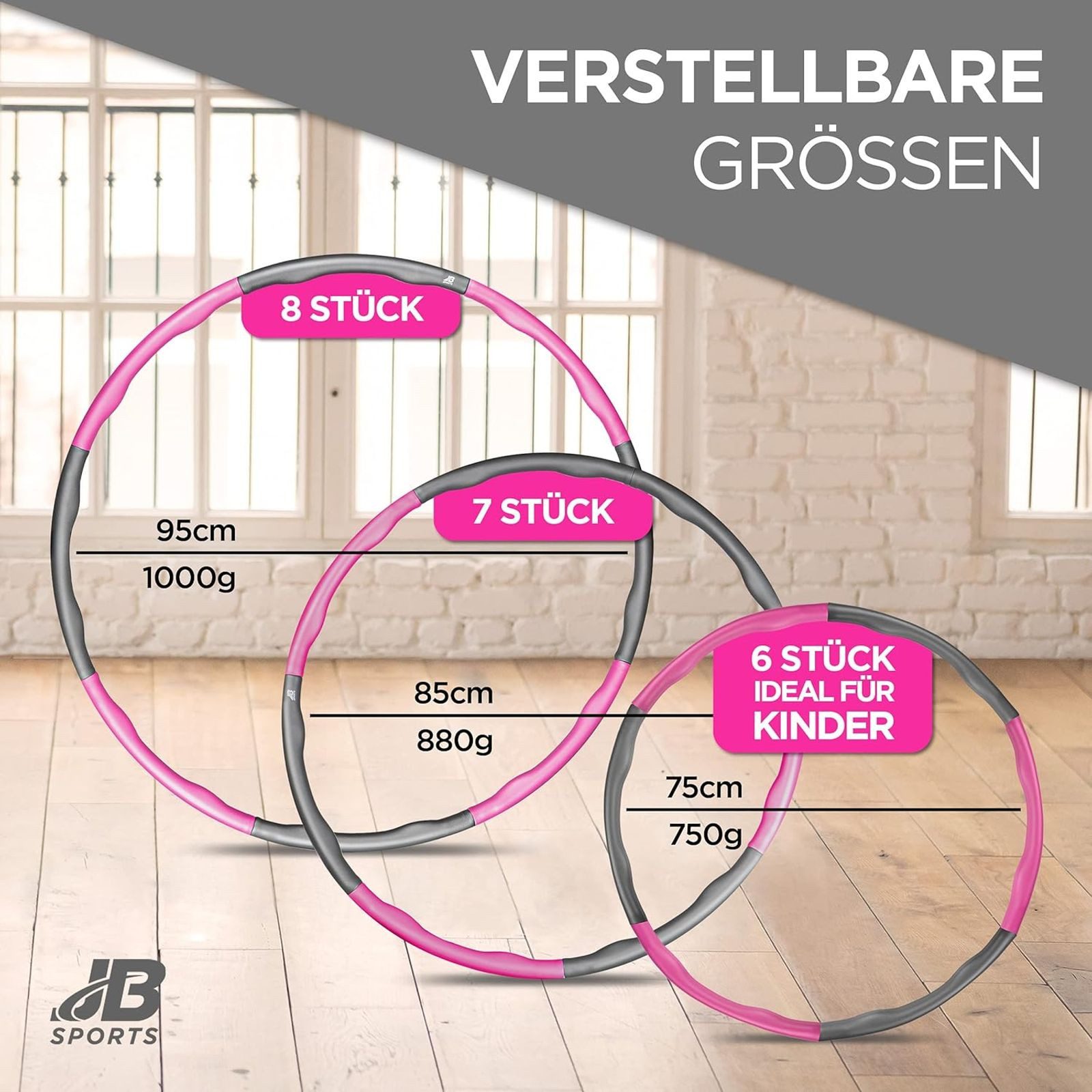 Hula-Hoop-Reifen Hula Hoop Fitness Reifen Rosa Bauchtrainer Fitnesstraining 8 Teile