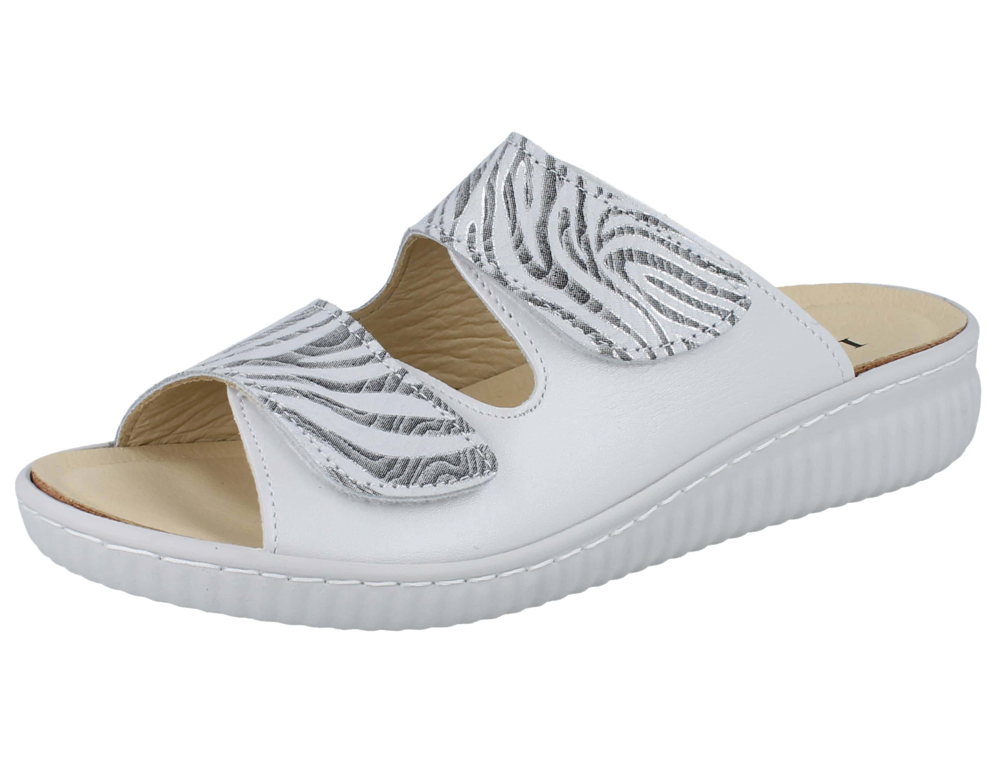 Longo LONGO Damen Pantolette perle weiß grau Glattleder - Größe: 42 Pantolette
