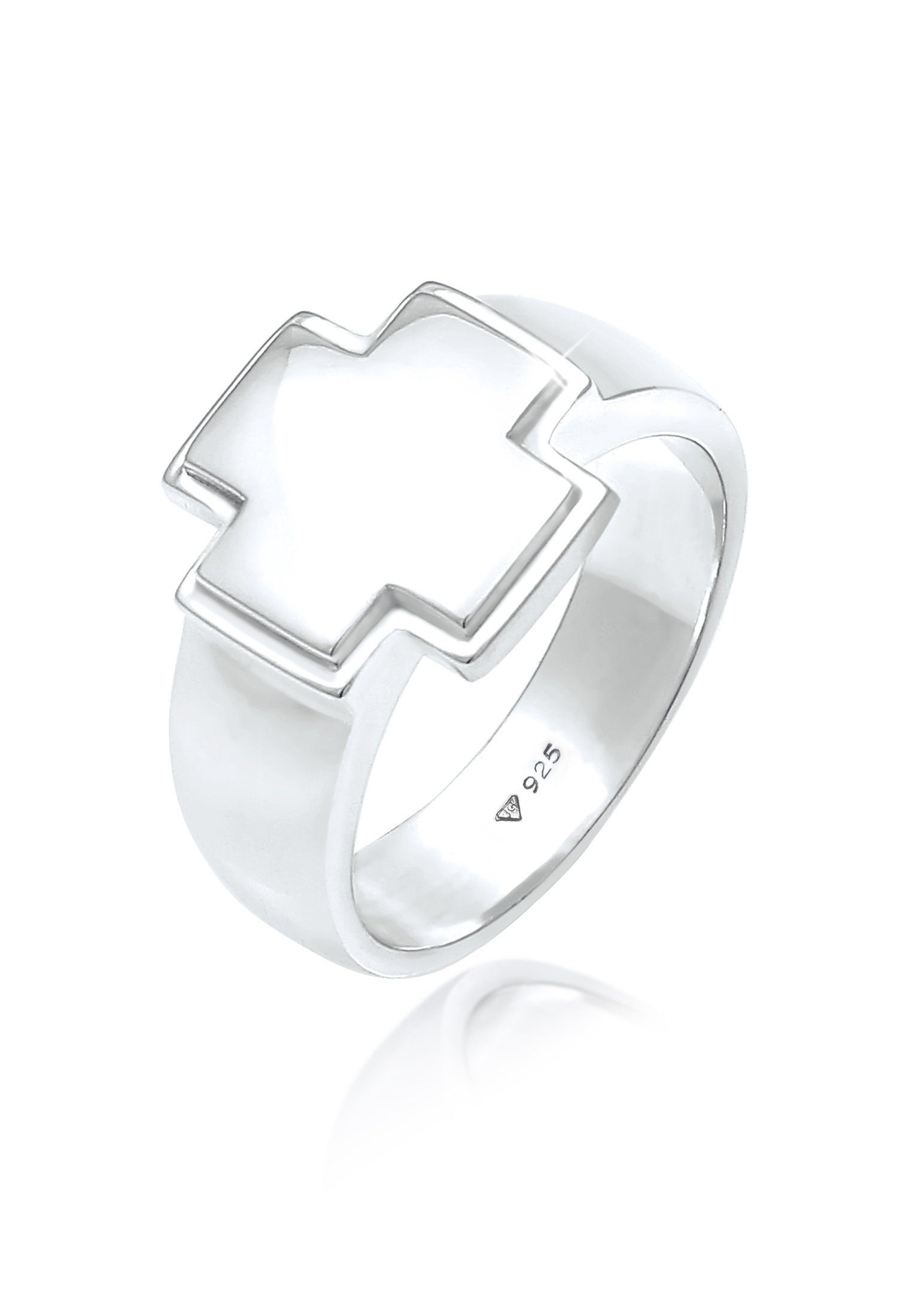 Silberring Herren Siegelring Bandring Kreuz 925 Silber