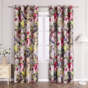 Vorhang, Joyswahl, Ösen (1 St), blickdicht, vintange Blumen Muster