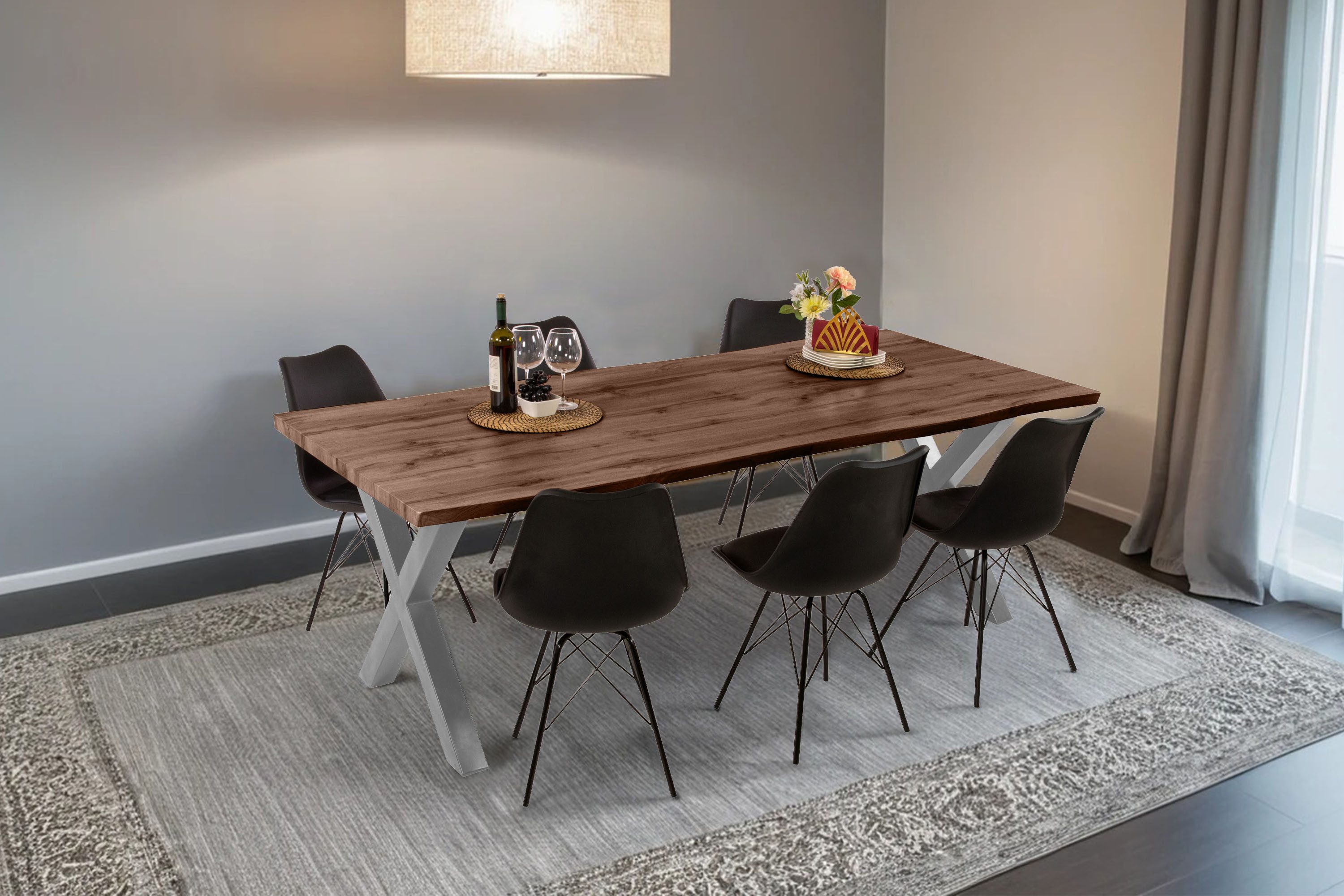 Loreno® Esstisch Josy, Nussbaumholz, Baumkante, MDF-Platte, günstig online kaufen
