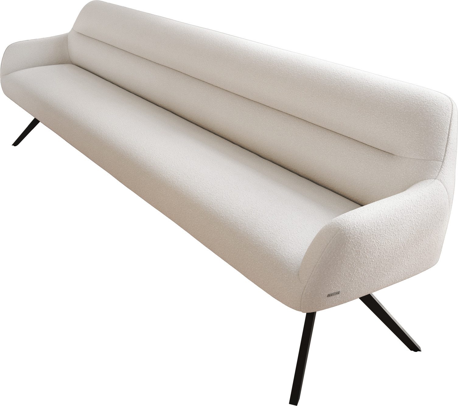 DELIFE Essbank Taya-Flex, 300 cm Kreuzgestell kantig Schwarz Bouclé Creme-Weiß Taschenfederkern