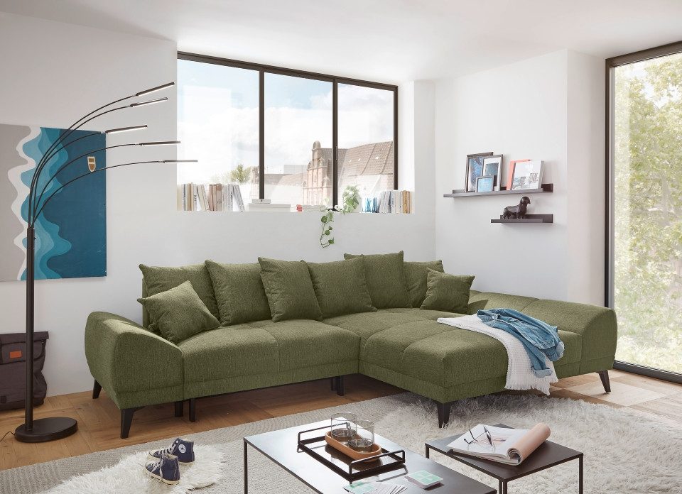 ED EXCITING DESIGN Ecksofa "Scott L-Form", mit Bettfunktion, Bettkasten & 8 günstig online kaufen