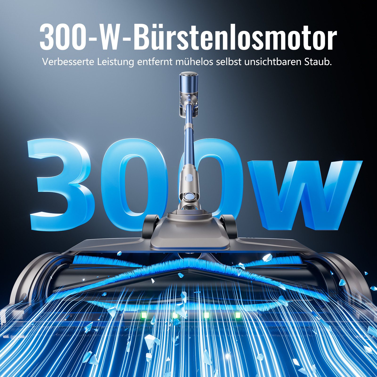 Teendow Akku-Hand-und Stielstaubsauger V10 PRO 50kPA Akku Staubsauger, Akkustaubsauger, 60 min Laufzeit, LED, 300 W, mit Beutel, Geräuscharm, Hand- und Bodenstaubsauger, Starke Saugkraft, Kabellos