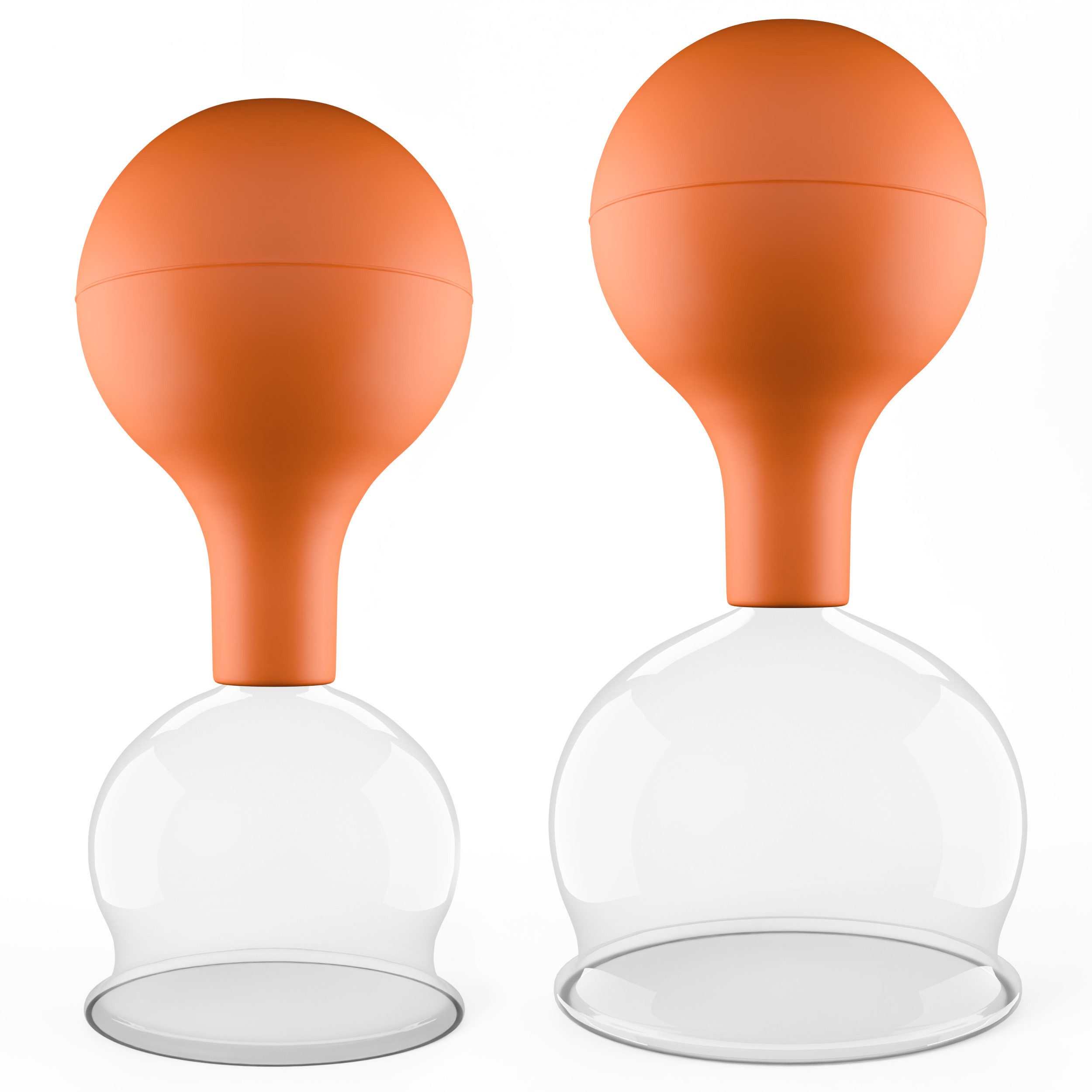 Vakuum-Massager Schröpfgläser Set aus Echtglas 2 Stück 5,2cm und 6,2cm Braun