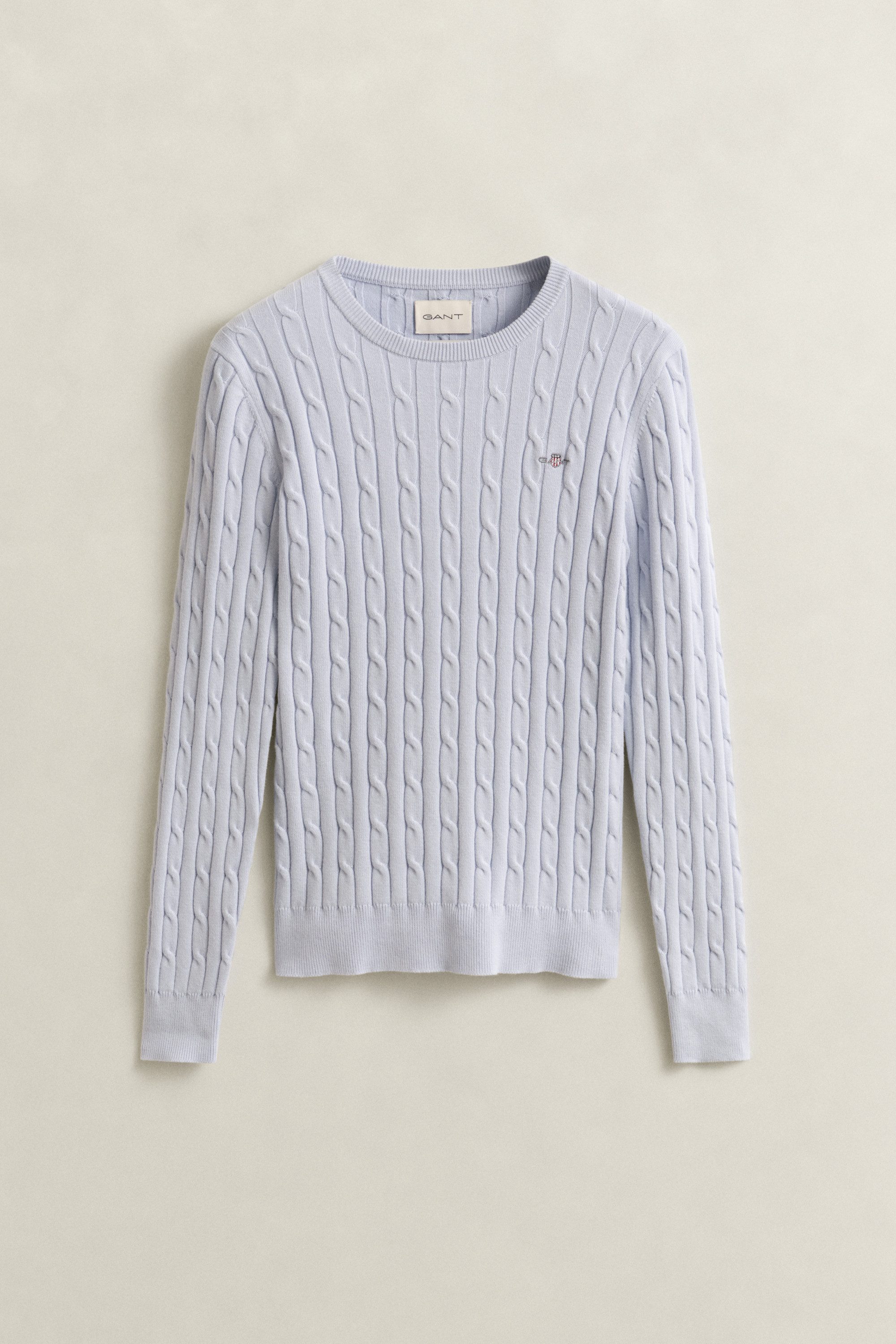 Gant Strickpullover STRETCH COTTON CABLE C-NECK mit Logostickerei auf der Brust