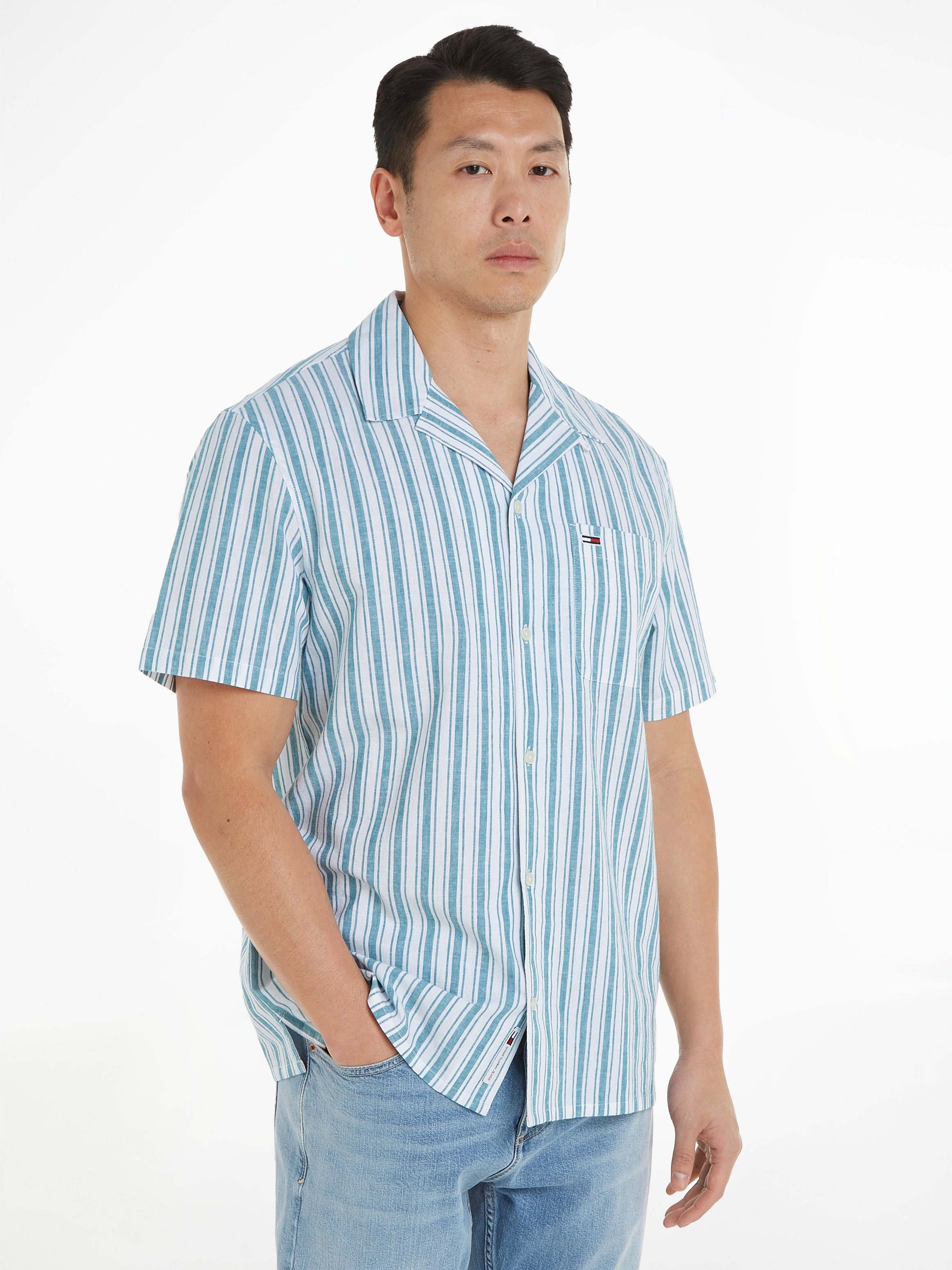Tommy Jeans Kurzarmhemd TJM STRIPE LINEN günstig online kaufen