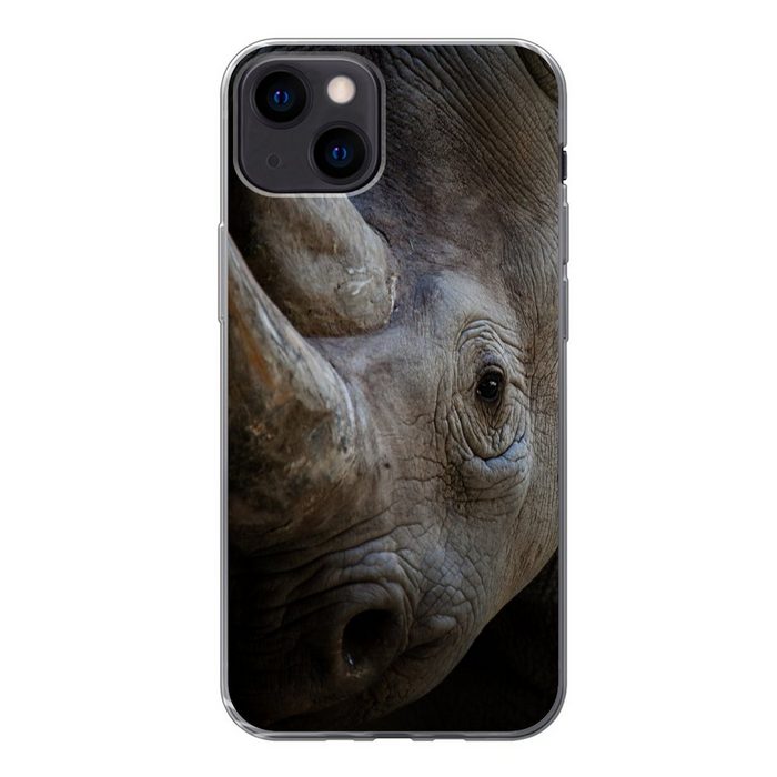 MuchoWow Handyhülle Rhinozeros - Schwarz Handyhülle Apple iPhone 13 Smartphone-Bumper Print Handy