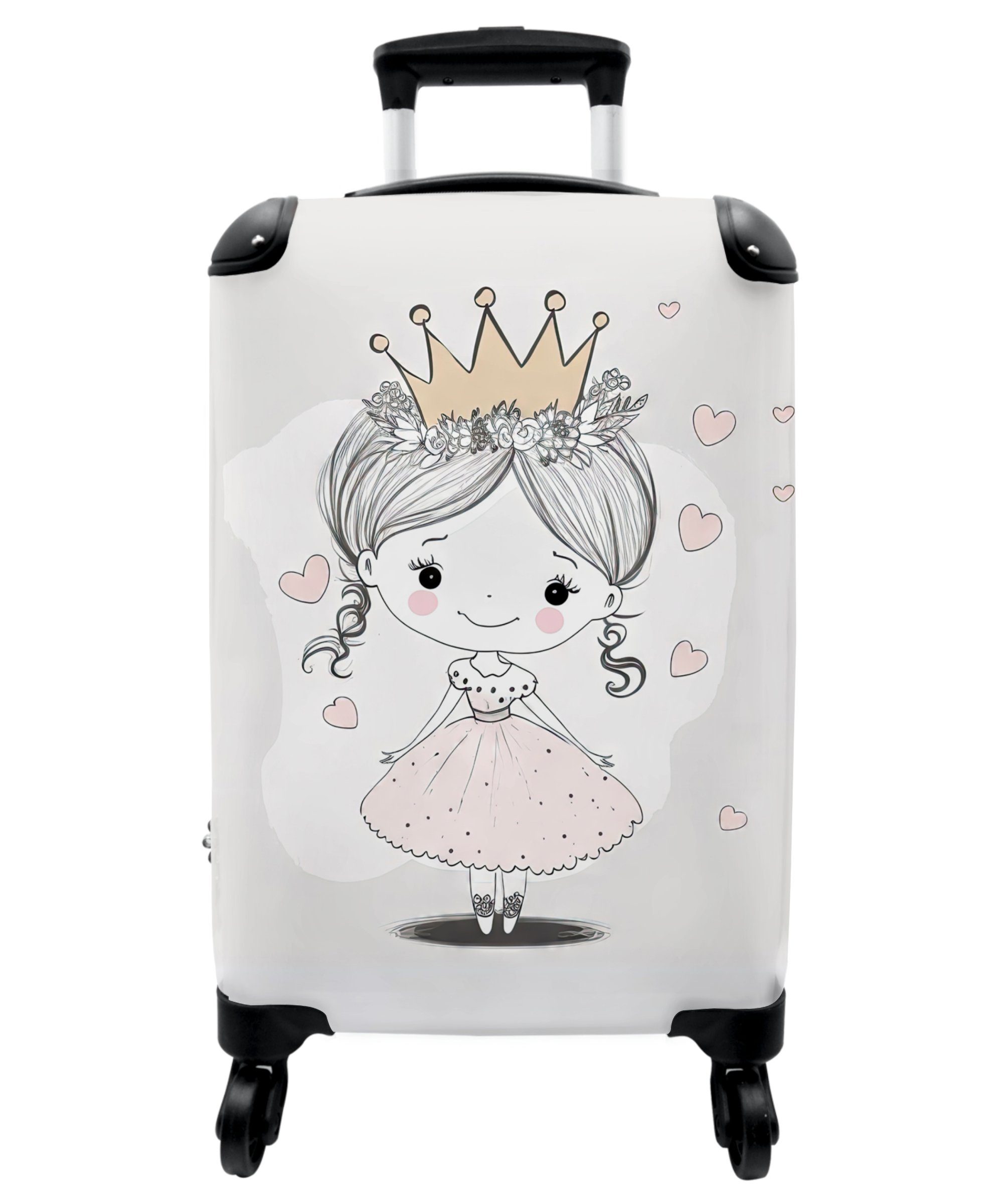 mit Rollen, 55x35x20cm Herzen - Krone Prinzessin - für Blumen 4 Kinderkoffer Kindertrolley, Koffer Mädchen, rollen, Reisekoffer 4 - Mädchen - NoBoringSuitcases.com©