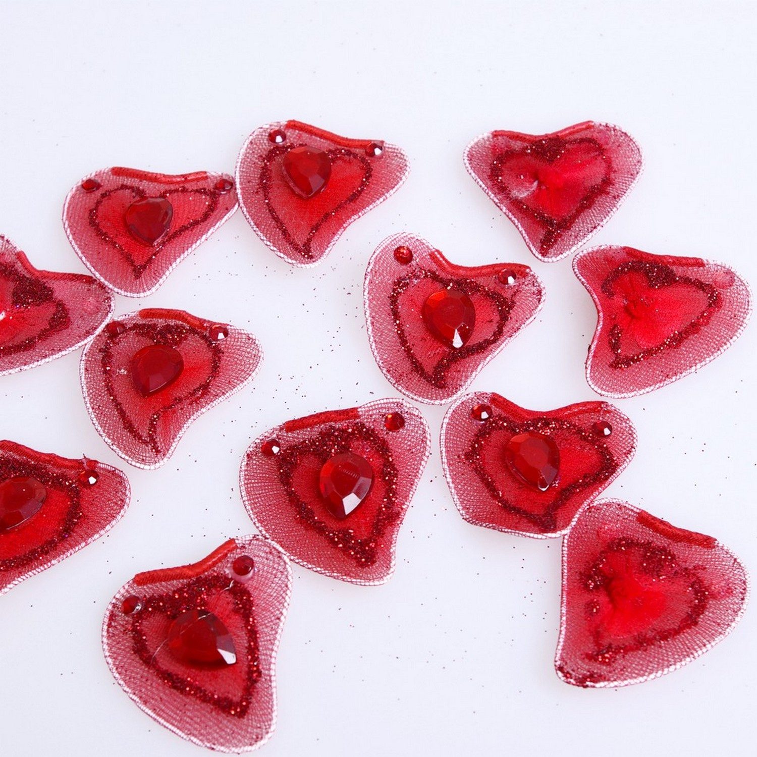 Deko AS Streudeko Herzen aus Organza - rot - ca. 3,5cm - 12 Stück - 91033 30, (12-tlg), leicht konische Form