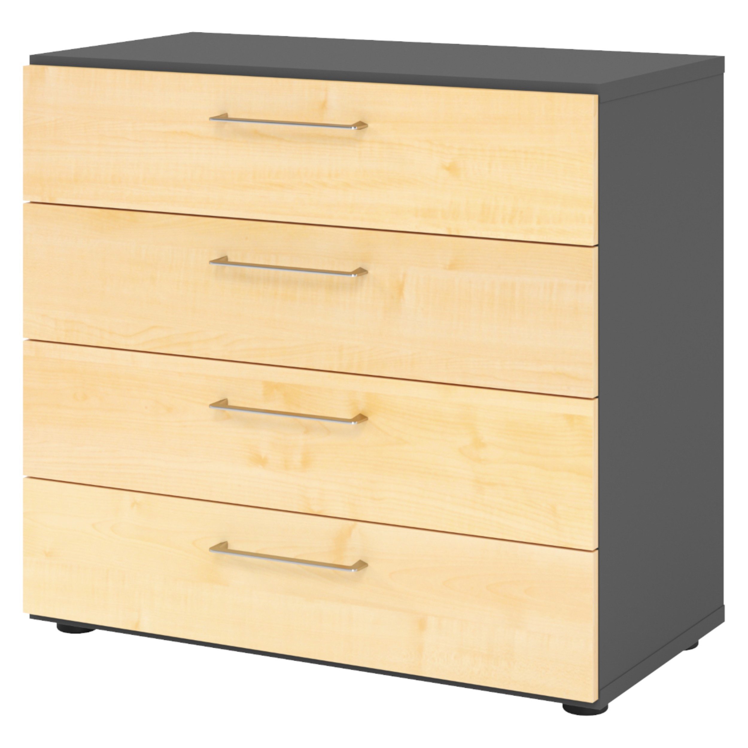 bümö Aktenschrank smart Schubladen Schrank - 4 Schübe Dekor: Graphit/Ahorn