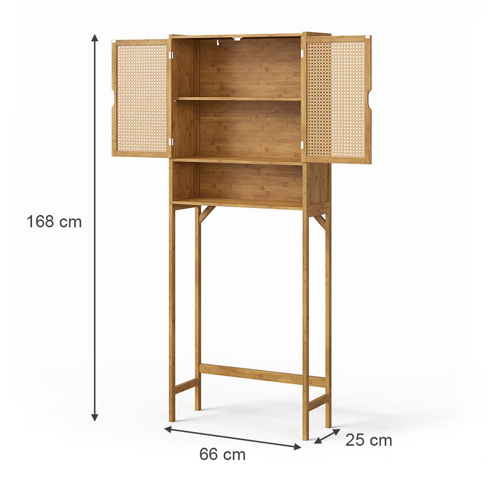 Vicco Waschmaschinenumbauschrank Liora, Bambus, 66 x 168 cm mit 2 Türen (1-St)