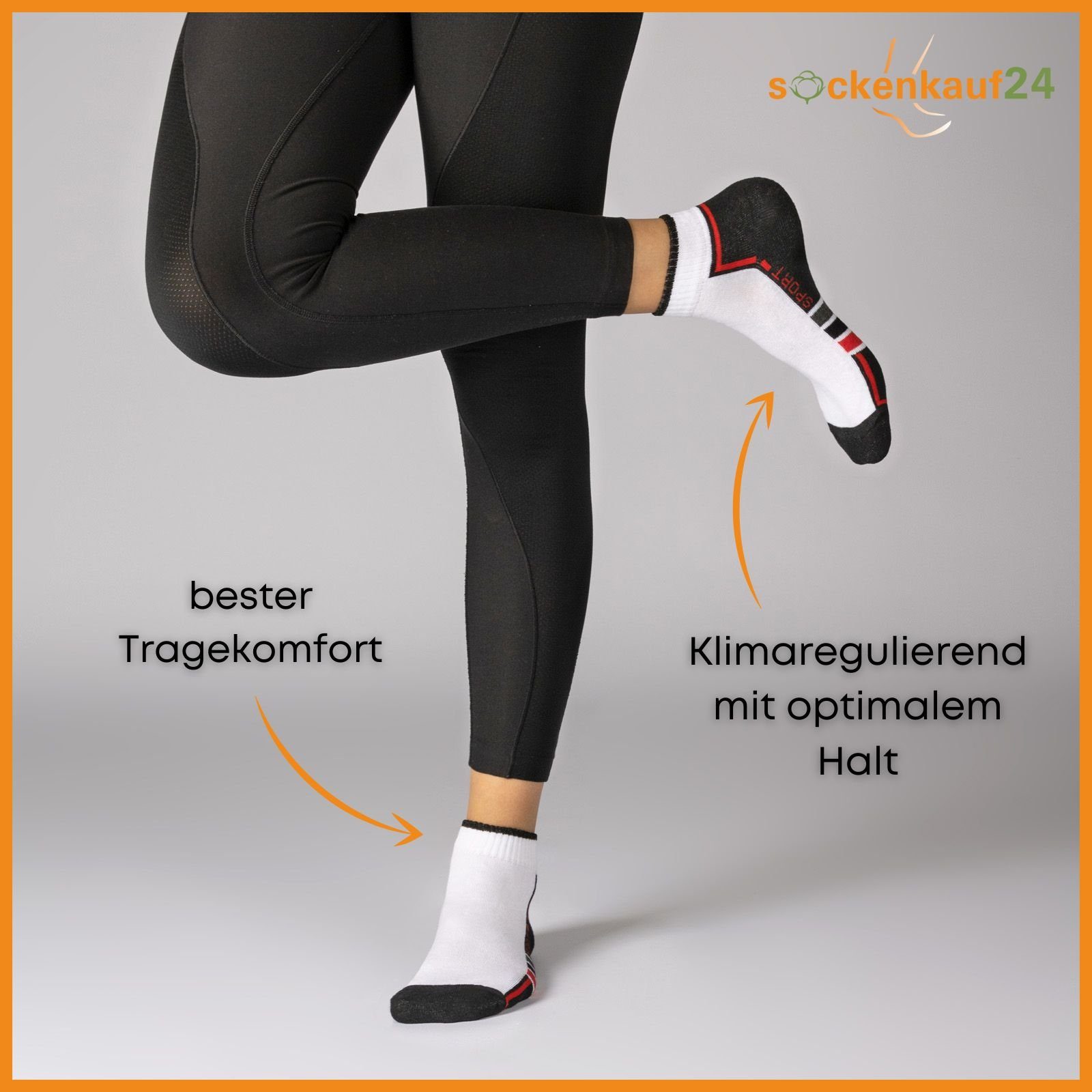 sockenkauf24 Sneakersocken Sportsocken Damen SPORT Baumwolle (6-Paar, mit WP 12 - Herren Frotteesohle Socken 6 43-46) & 16215/20 oder Paar