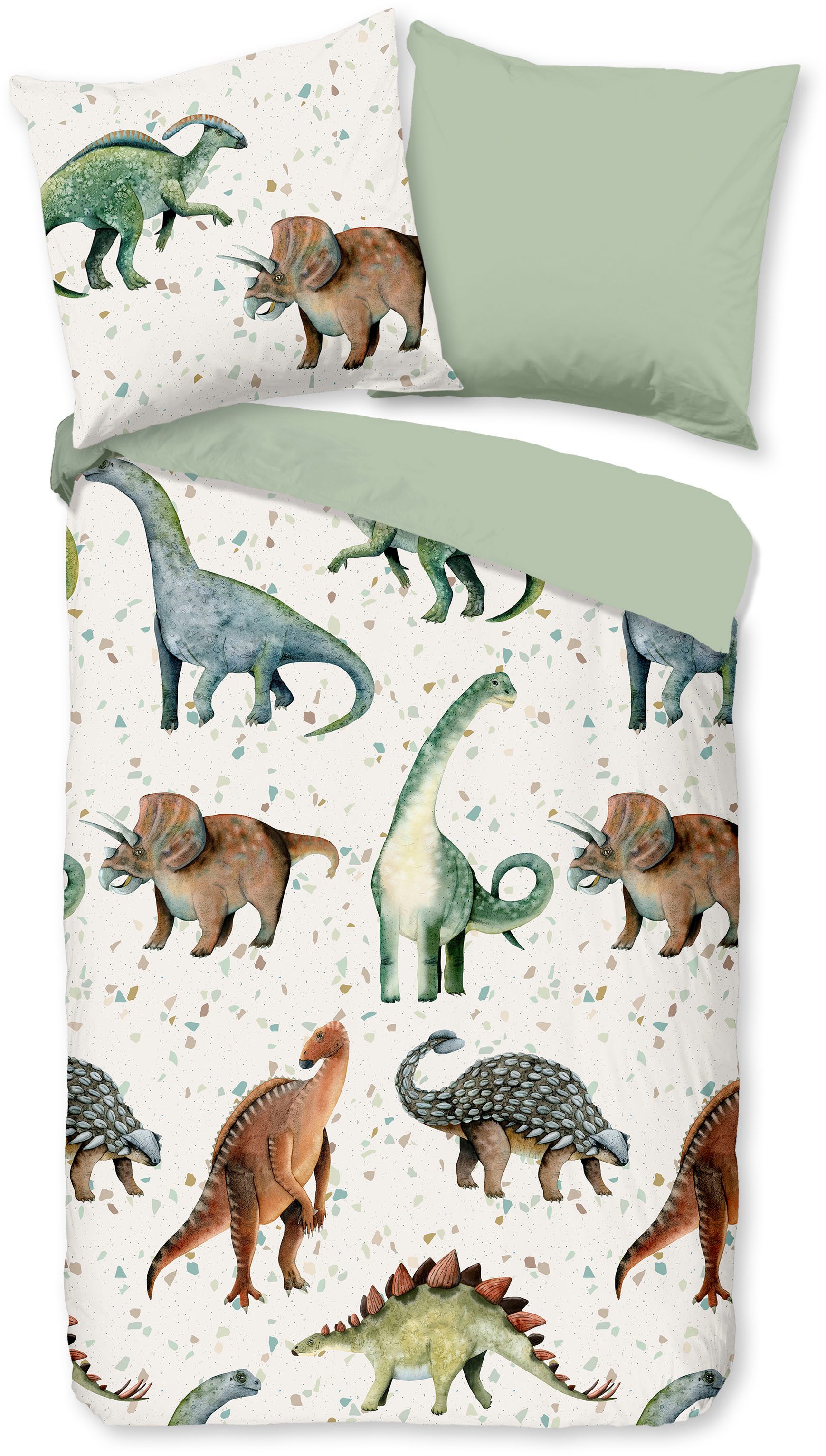 PURE luxury collection Kinderbettwäsche Jura, Microfaser, 2 teilig, Mikrofaser, 135x200, 2 Teilig, Wendeoptik, Kind, Junge, Dino