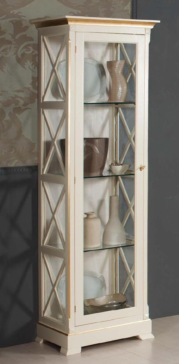Möbel Glasvitrine Massiv Europe Holz Weiße in JVmoebel Design Made Stilvolle aus Echtholz Luxus Vitrine (Vitrine)