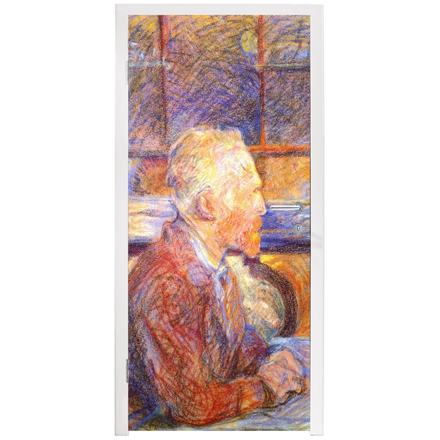 von - St), cm Henri Vincent (1 Porträt Toulouse-Lautrec Tür, für van Türtapete MuchoWow Gogh, de 75x205 Matt, Türaufkleber, bedruckt, Fototapete