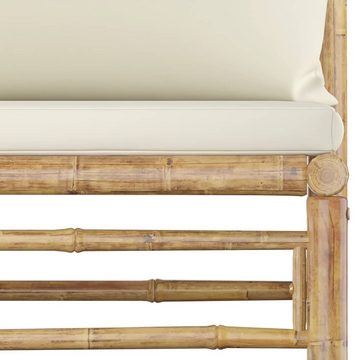 furnicato Garten-Essgruppe 10-tlg. Garten-Lounge-Set mit Cremeweißen Kissen Bambus