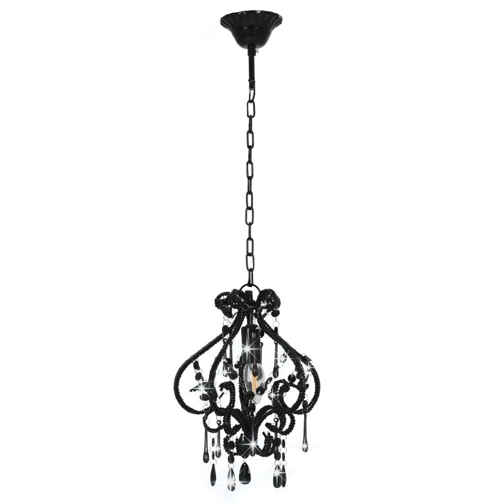 vidaXL Deckenleuchten NA Lampe Kronleuchter Leuchter Deckenlampe Hängelampe mit Perlen Schwa – Bild 4 von 5