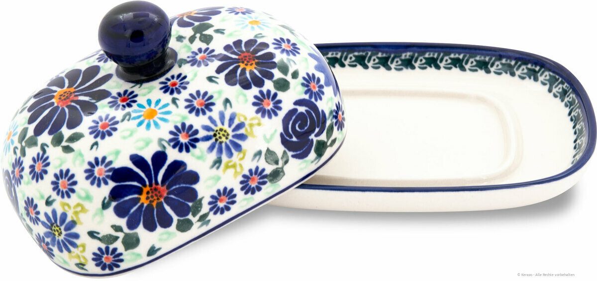 Bunzlauer Keramik Butterdose kleine Bunzlauer Keramik Butterdose für 125g (1/2 Butter)oval DekDU126, Keramik