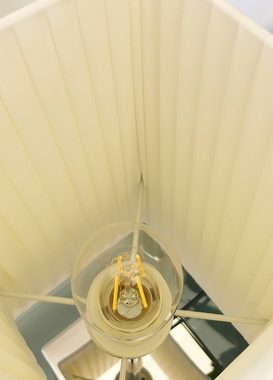 TRANGO LED Nachttischlampe, 2022-5W Design Tischleuchte mit Plissee Lampenschirm & Chrom Lampenfuß *CANNES* Tischlampe inkl. 1x 5 Watt E27 LED Leuchtmittel, Wohnzimmer Lampe, LxBxH: 14x14x43cm, Fensterbank Leuchte, Schreibtischleuchte, Leselampe