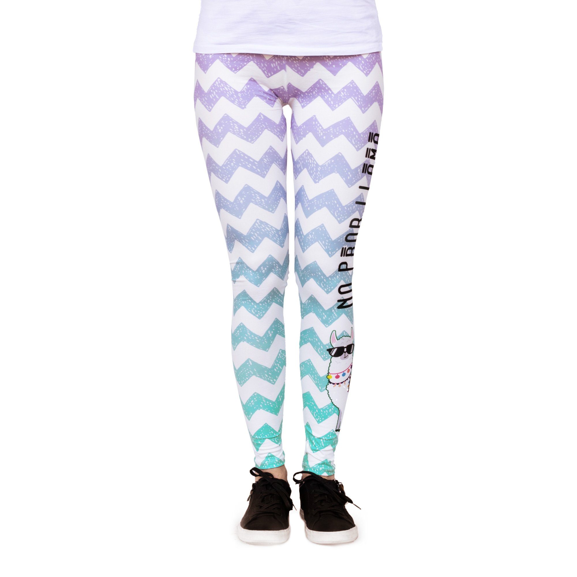 cosey Leggings Bedruckte Bunte Lama-Leggings/Tights Tier (Einheitsgröße XS-L) No Prob-Lama