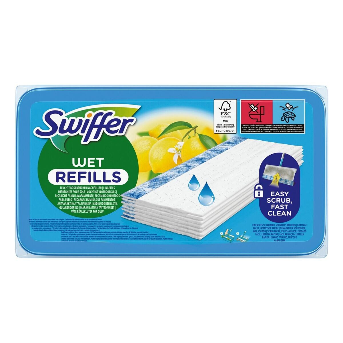 Swiffer Wet Citrus Fresh Reinigungstücher (24er-Pack feuchte Bodentücher mit Citrusfrische)